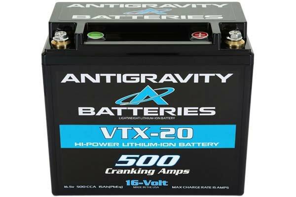 Antigravity Batteries YTX12 case format –  16 VOLT 500 CA, 25Ah (Pb Eq).  20-Cell battery for Race use Negative Terminal on Left Side - AG-VTX-20-L