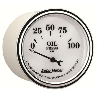 Auto Meter 2-1/16" OIL PRESSURE, 0-100 PSI, OLD-TYME WHITE II - 1227