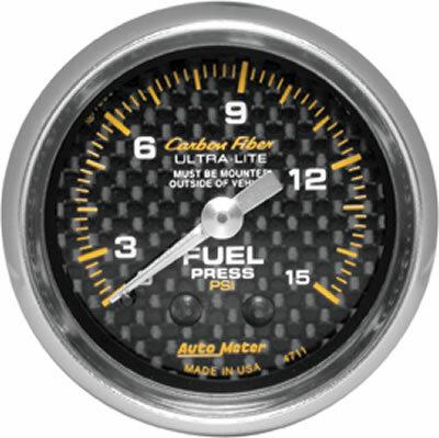Auto Meter 2-1/16" FUEL PRESSURE, 0-15 PSI, CARBON FIBER - 4711
