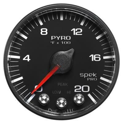 Auto Meter 2-1/16" PYROMETER, 0-2000 °F, SPEK-PRO, BLACK/BLACK - P310328