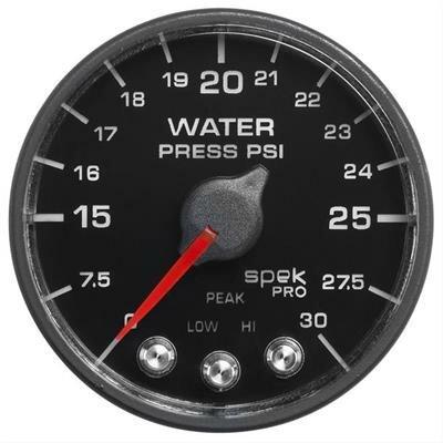 Auto Meter 2-1/16" WATER PRESSURE, 0-30 PSI, SPEK-PRO, BLACK/BLACK, ECU - P550328-N1