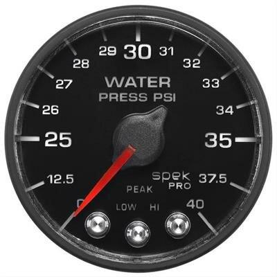 Auto Meter 2-1/16" WATER PRESSURE, 0-40 PSI, SPEK-PRO, BLACK/BLACK, ECU - P551328-N1