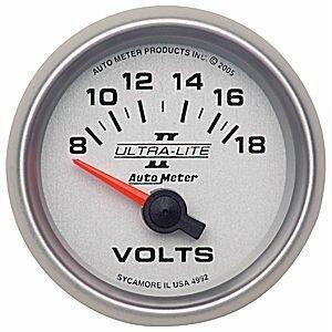 Autometer Ultra-Lite II Series 2 1/16" 8-18 Volts Voltmeter