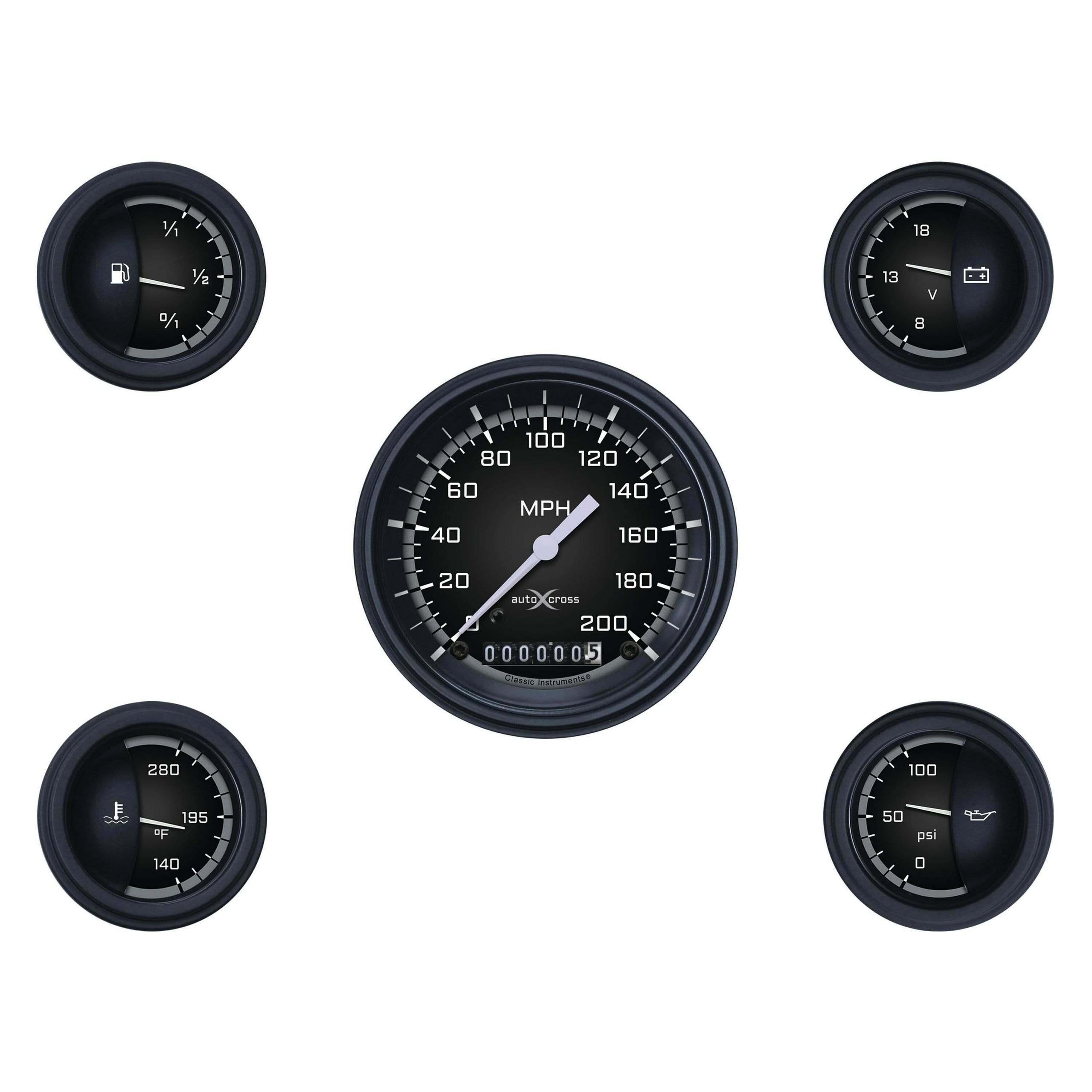 Classic Instruments Auto Cross Gray Five Gauge Set - AX00GBLF