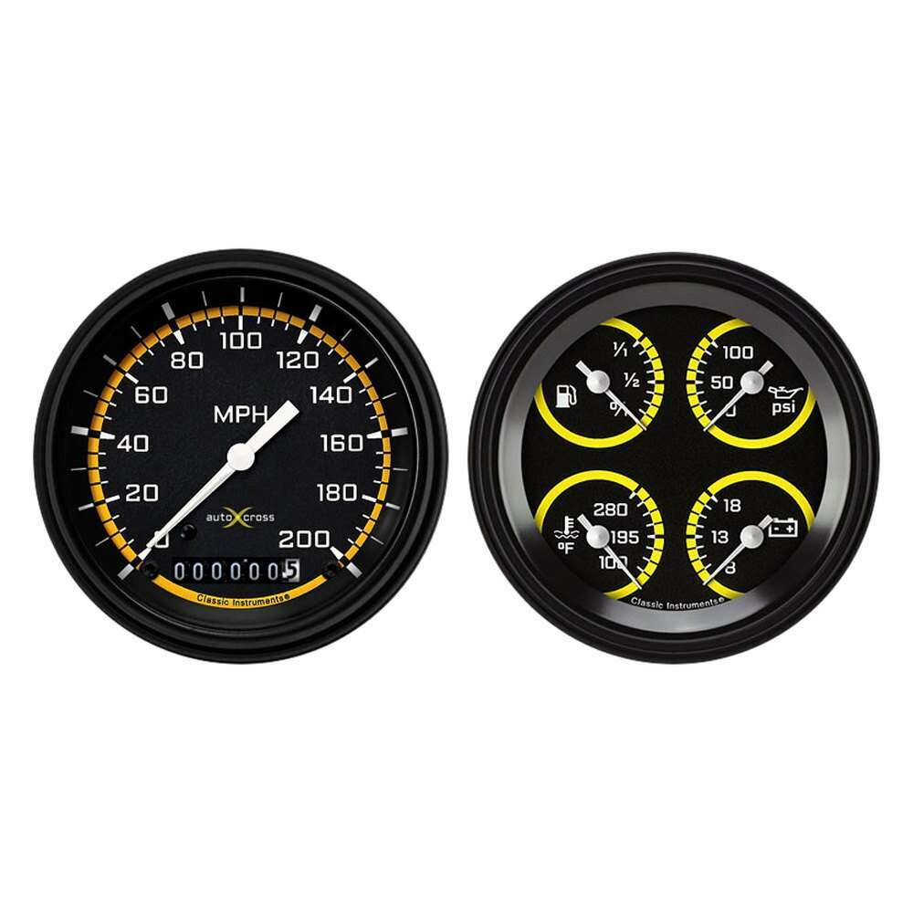Classic Instruments Auto Cross Yellow Two Gauge Set - AX02YBLF