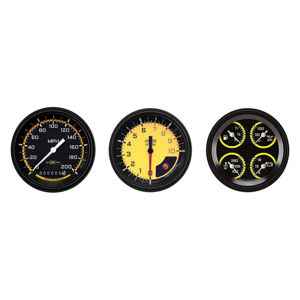 Classic Instruments Auto Cross Yellow Three Gauge Set - AX03YBLF