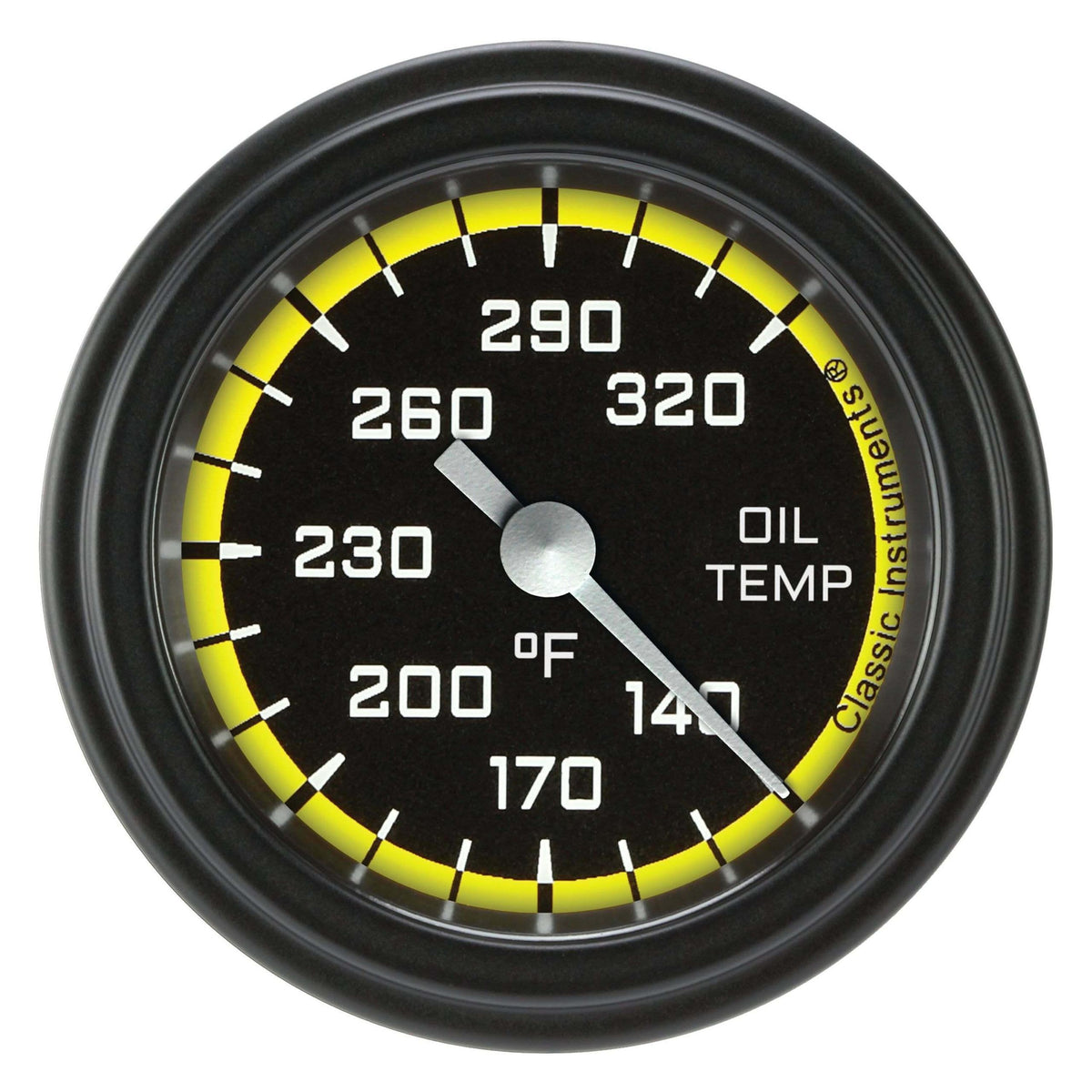 Classic Instruments Oil Temperature Gauge,Full Sweep 2 1/8" Diameter - AX128YBLF