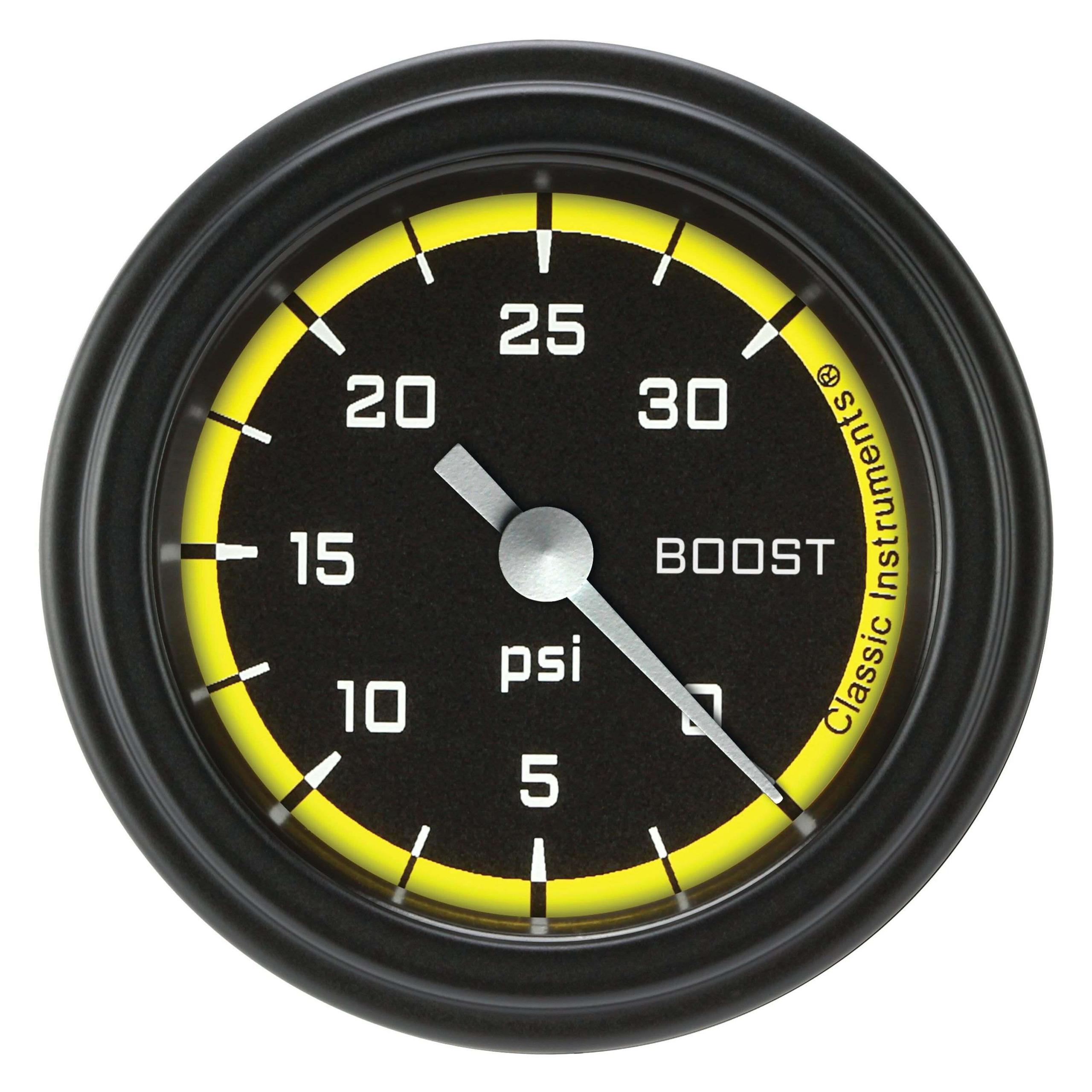 Classic Instruments Boost Gauge,Full Sweep 2 1/8" Diameter - AX142YBLF