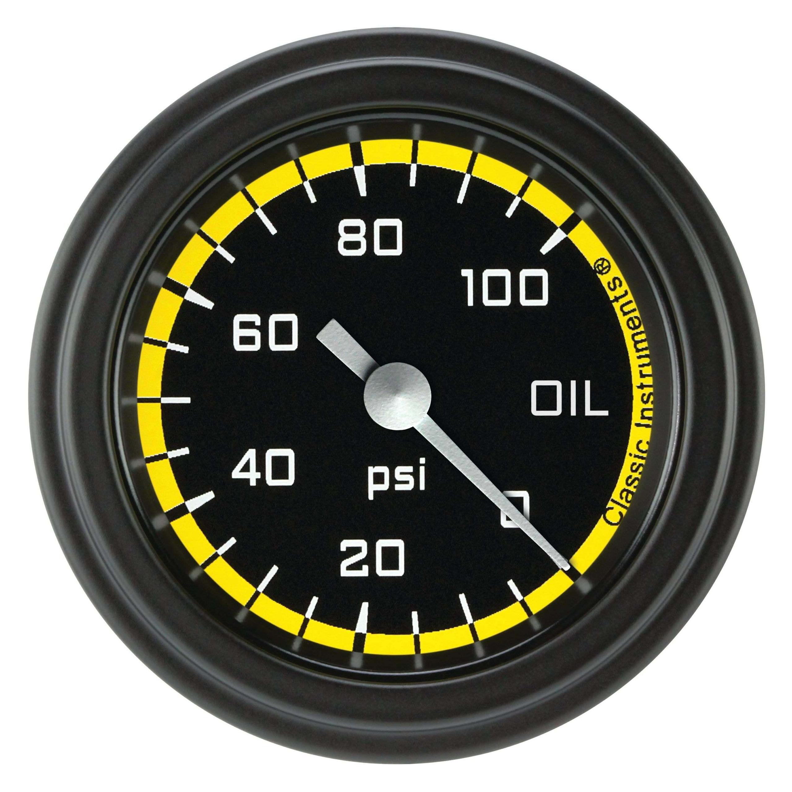 Classic Instruments Oil Pressure Gauge,Full Sweep 2 1/8" Diameter - AX181YBLF
