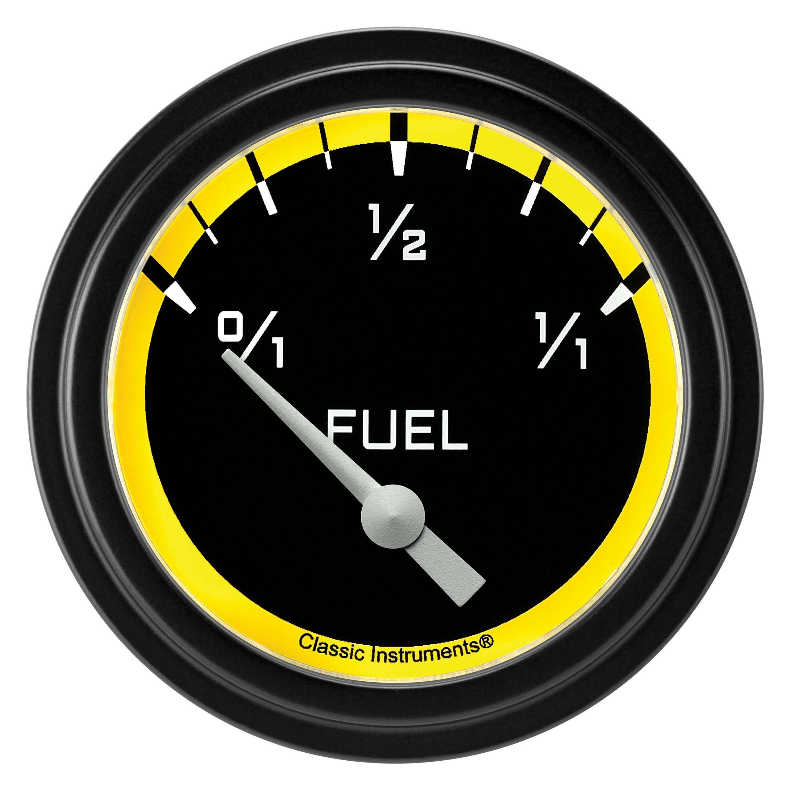 Classic Instruments Fuel Gauge,Short Sweep 2 5/8" Diameter - AX212YBLF