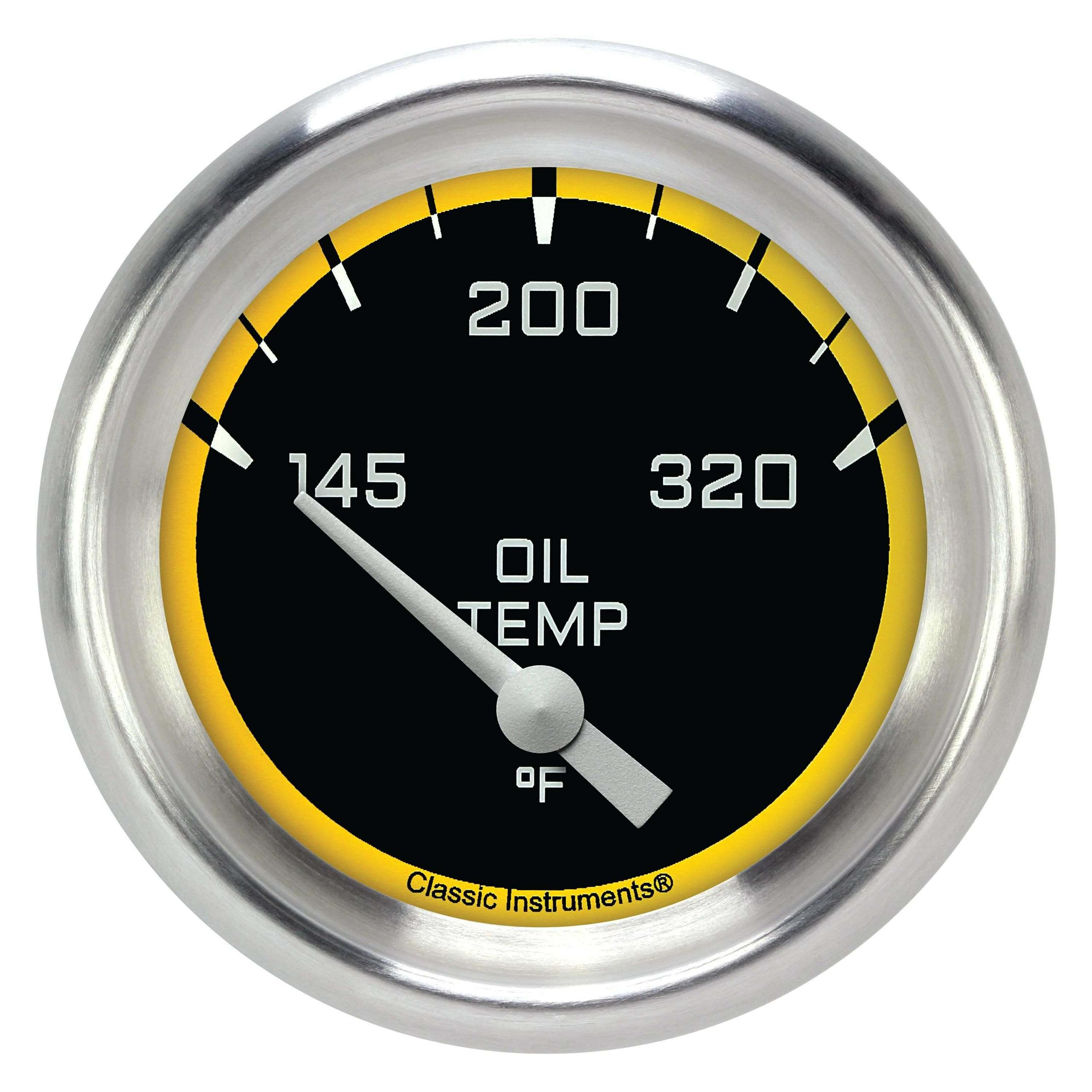 Classic Instruments Oil Temperature Gauge,Short Sweep 2 5/8" Diameter - AX228YAPF