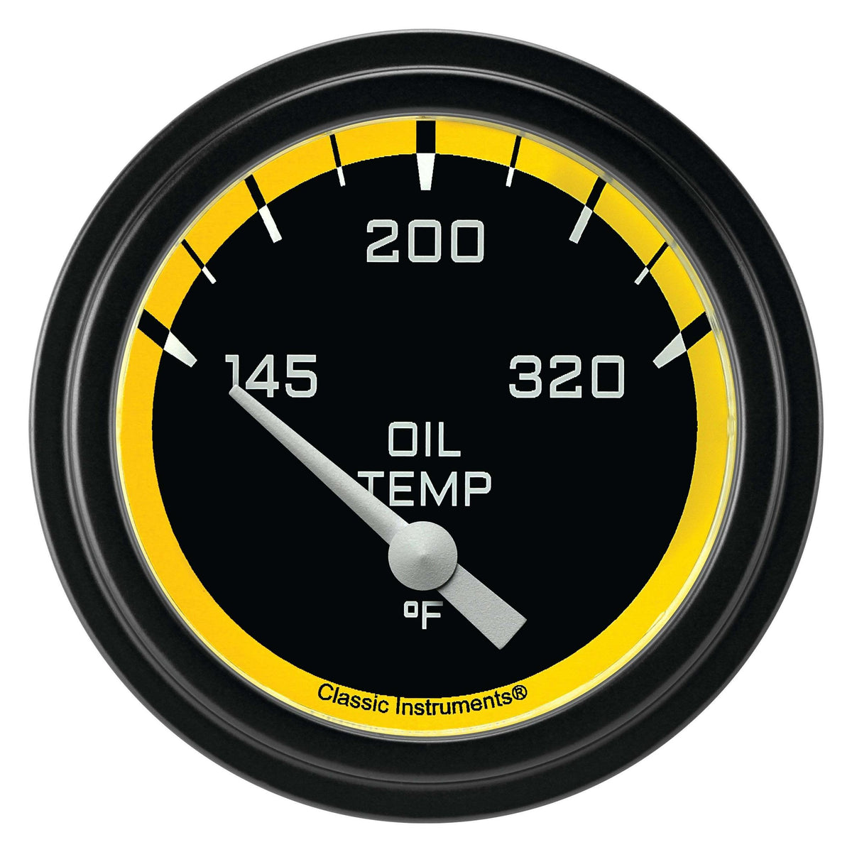 Classic Instruments Oil Temperature Gauge,Short Sweep 2 5/8" Diameter - AX228YBLF