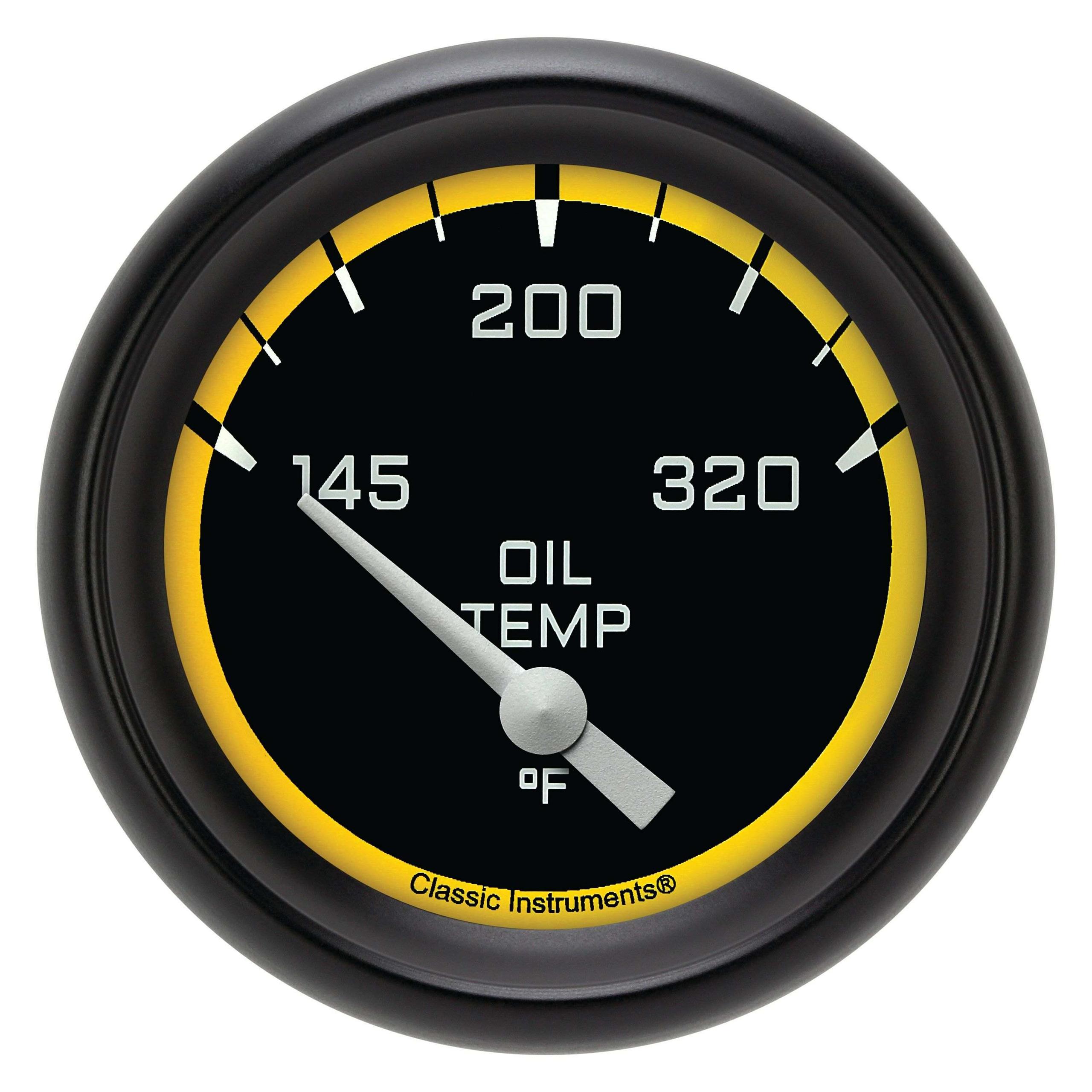 Classic Instruments Oil Temperature Gauge,Short Sweep 2 5/8" Diameter - AX228YBPF