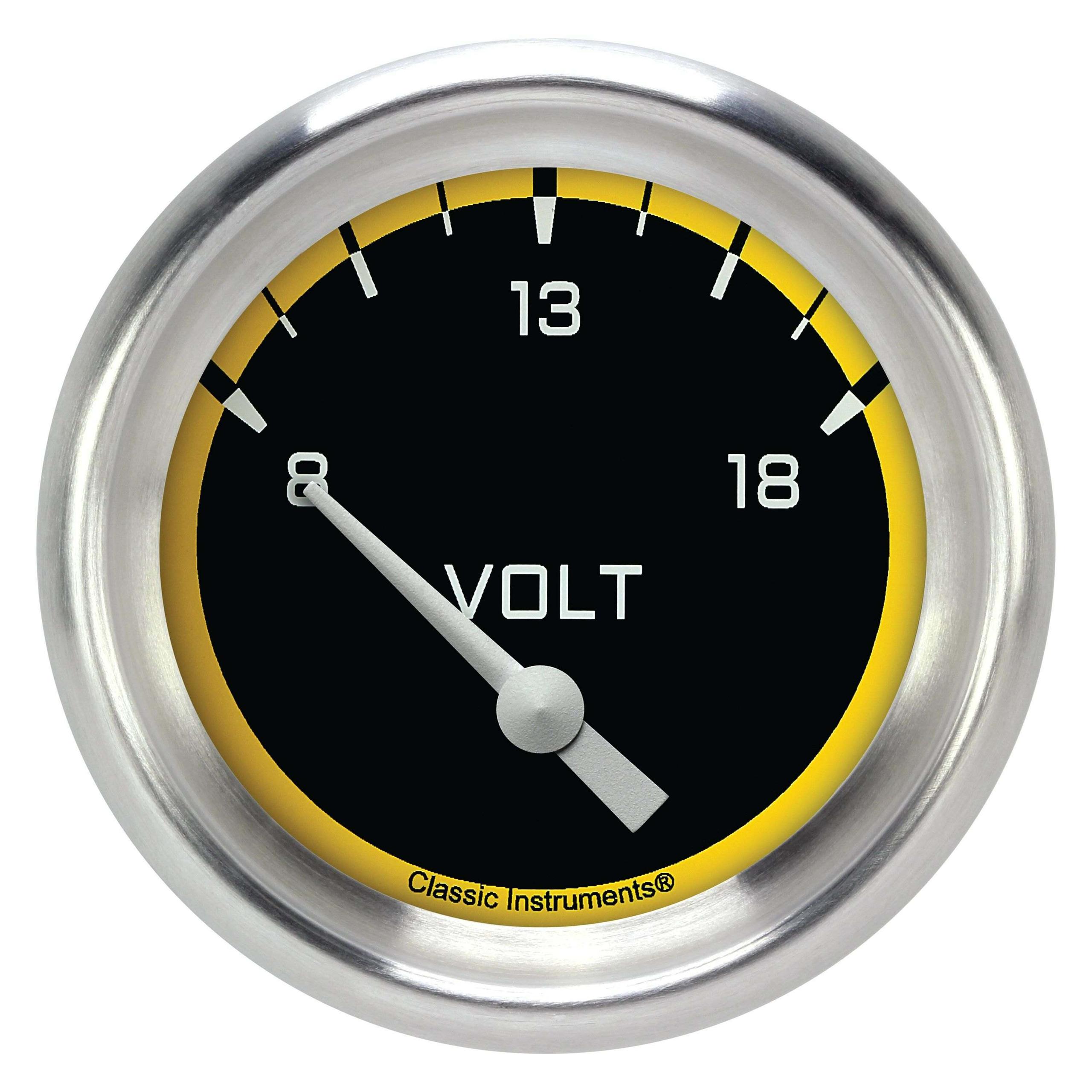 Classic Instruments Volt Gauge,Short Sweep 2 5/8" Diameter - AX230YAPF