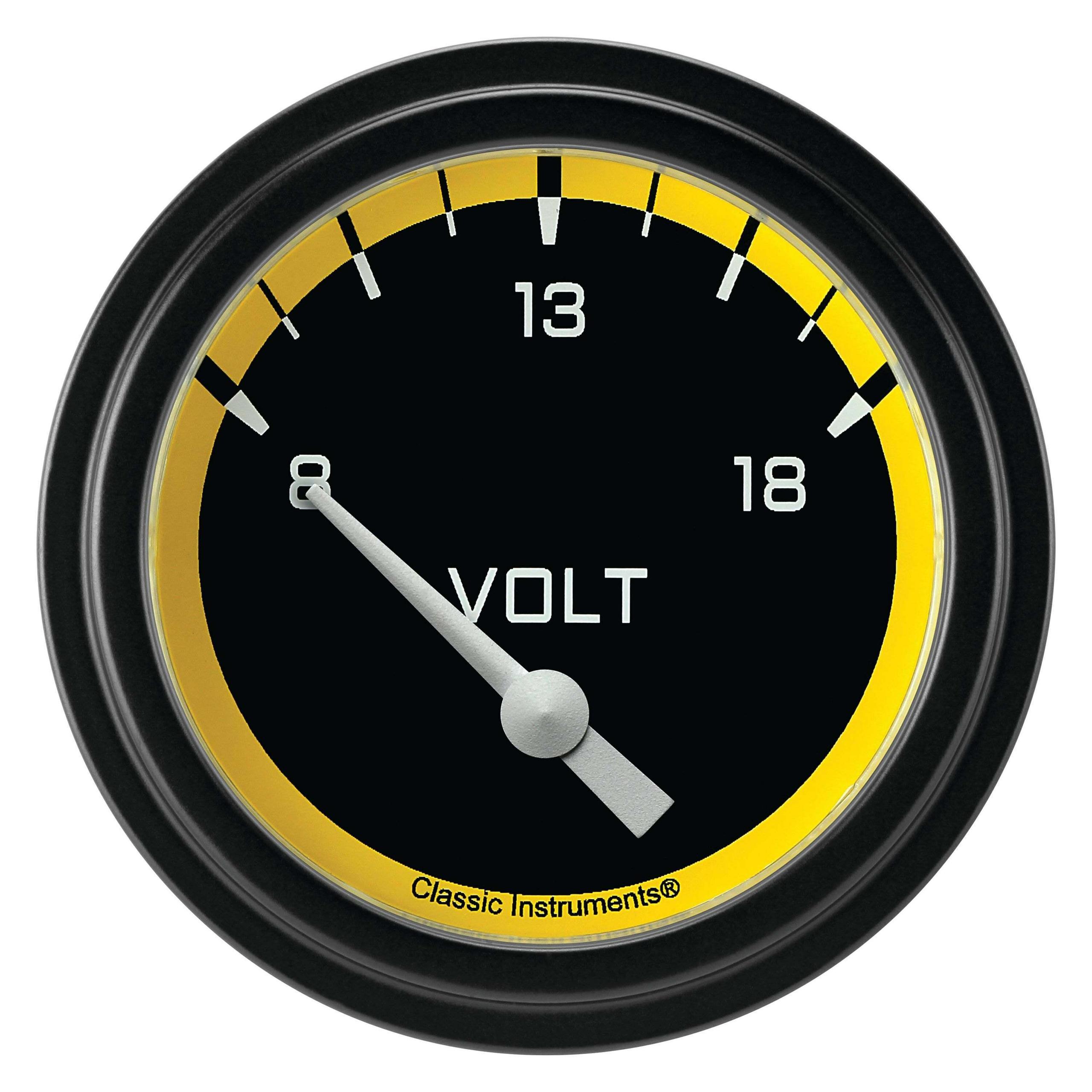 Classic Instruments Volt Gauge,Short Sweep 2 5/8" Diameter - AX230YBLF