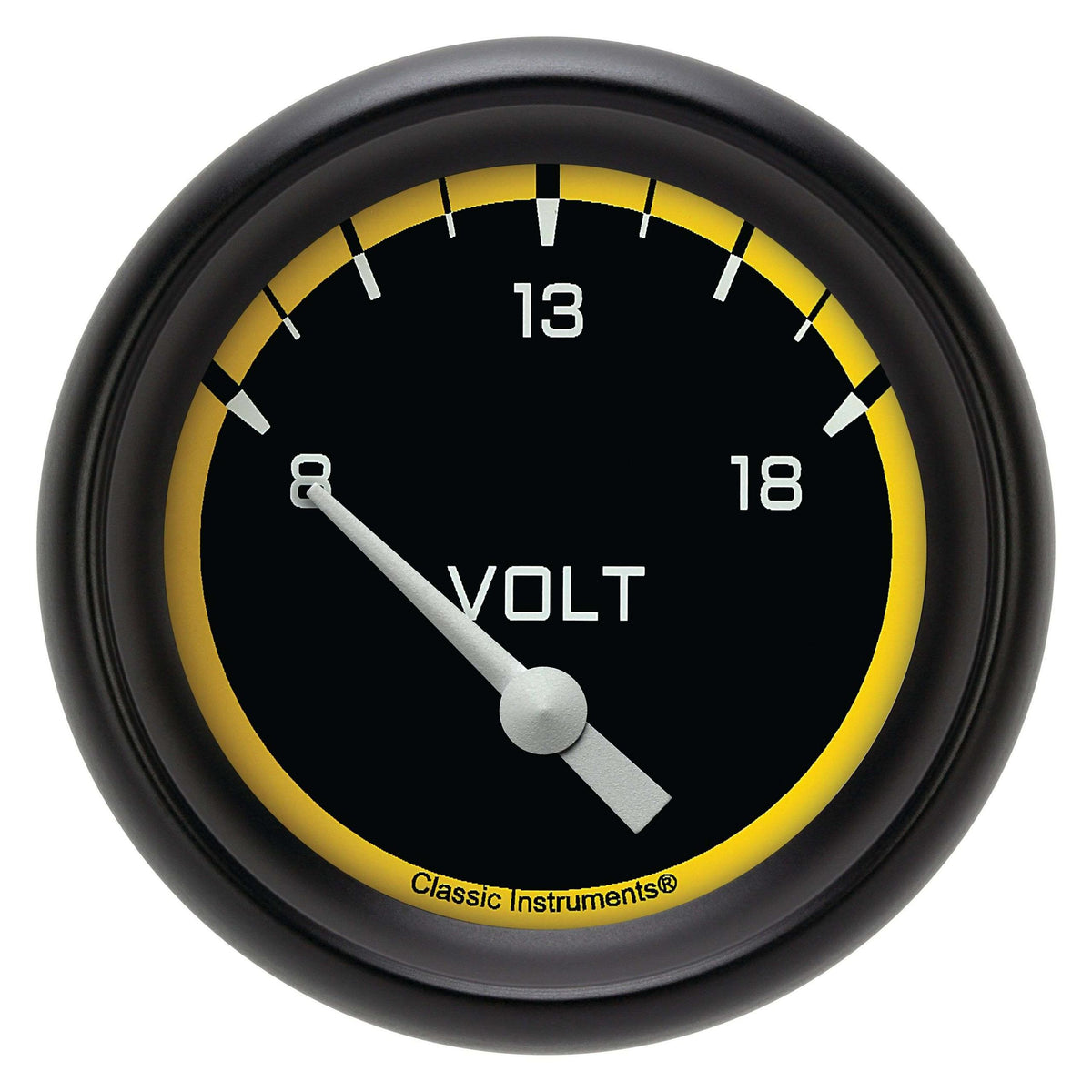 Classic Instruments Volt Gauge,Short Sweep 2 5/8" Diameter - AX230YBPF