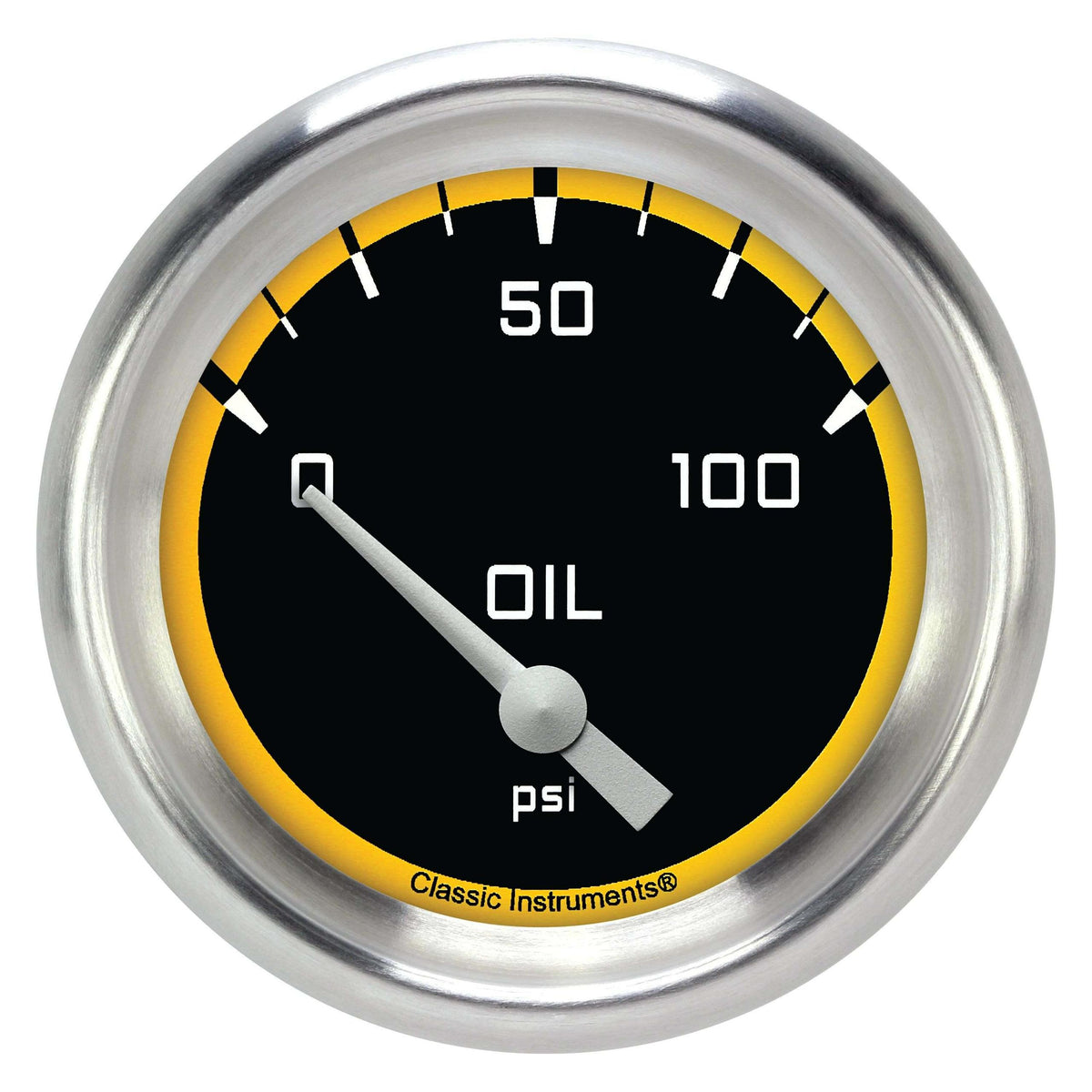 Classic Instruments Oil Pressure Gauge,Short Sweep 2 5/8" Diameter - AX281YAPF