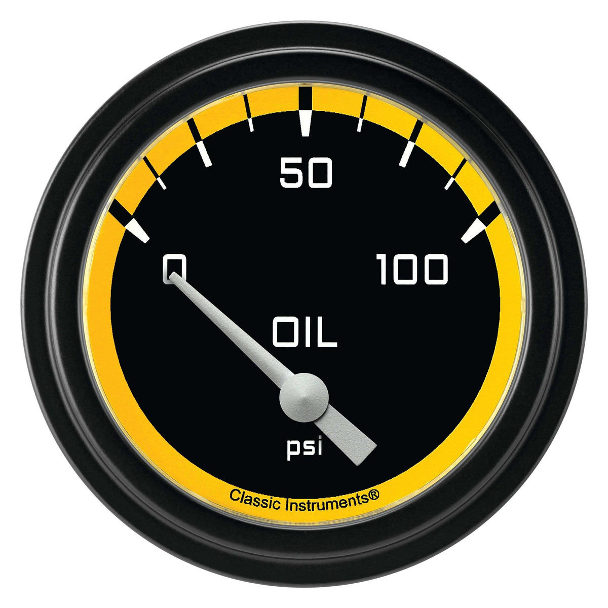 Classic Instruments Oil Pressure Gauge,Short Sweep 2 5/8" Diameter - AX281YBLF