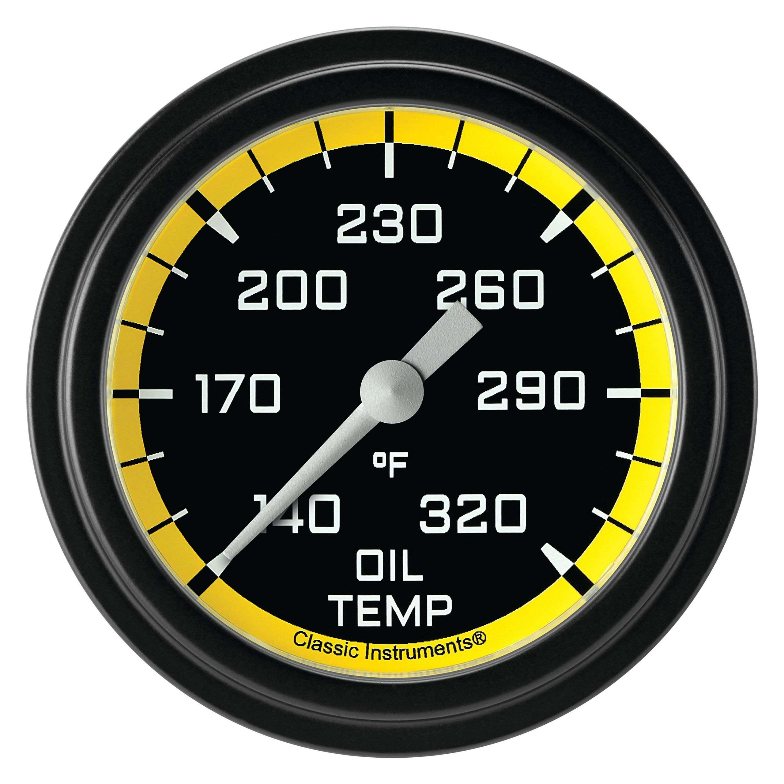 Classic Instruments Oil Temperature Gauge,Full Sweep 2 5/8" Diameter - AX328YBLF