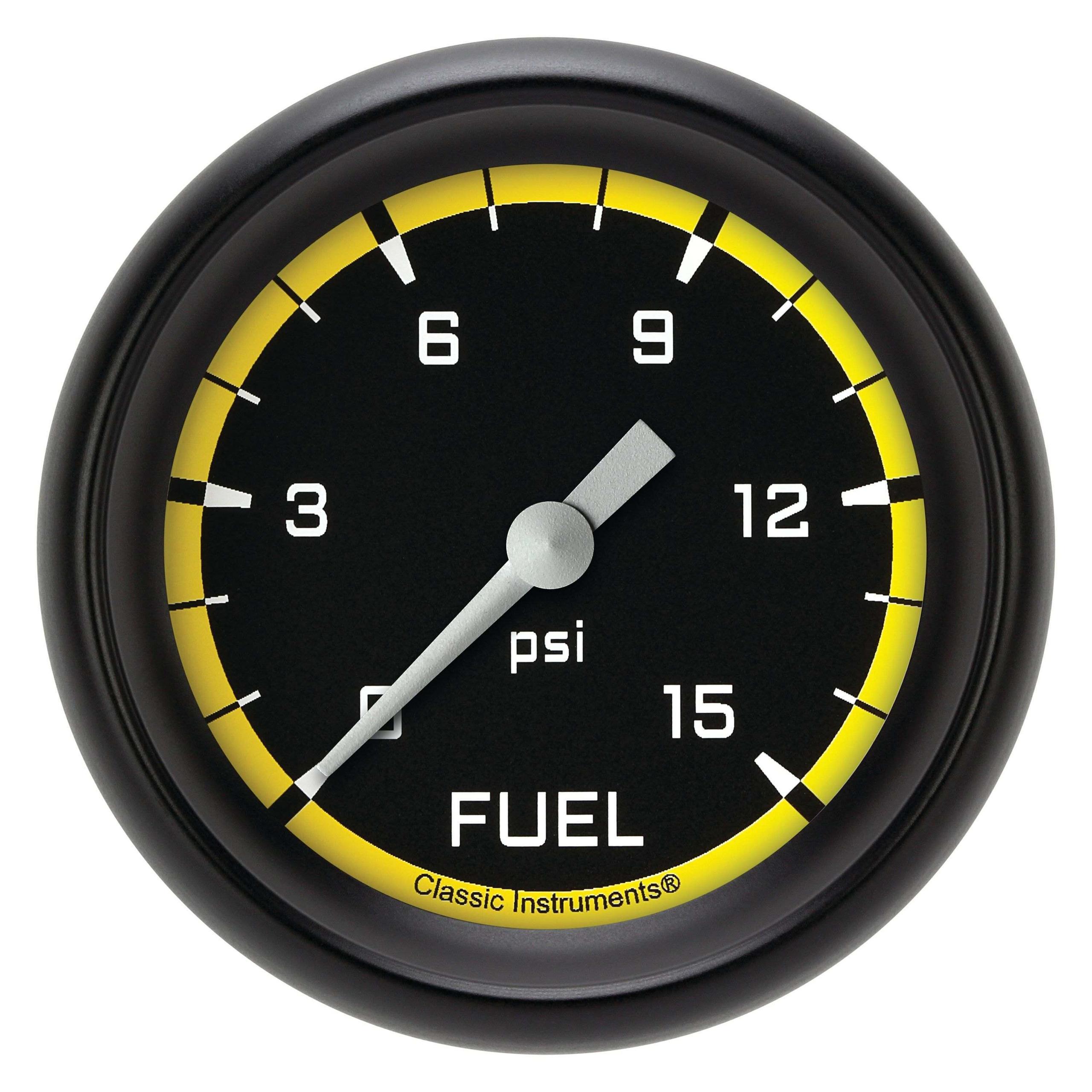 Classic Instruments Fuel Pressure Gauge,Full Sweep 2 5/8" Diameter - AX345YBPF