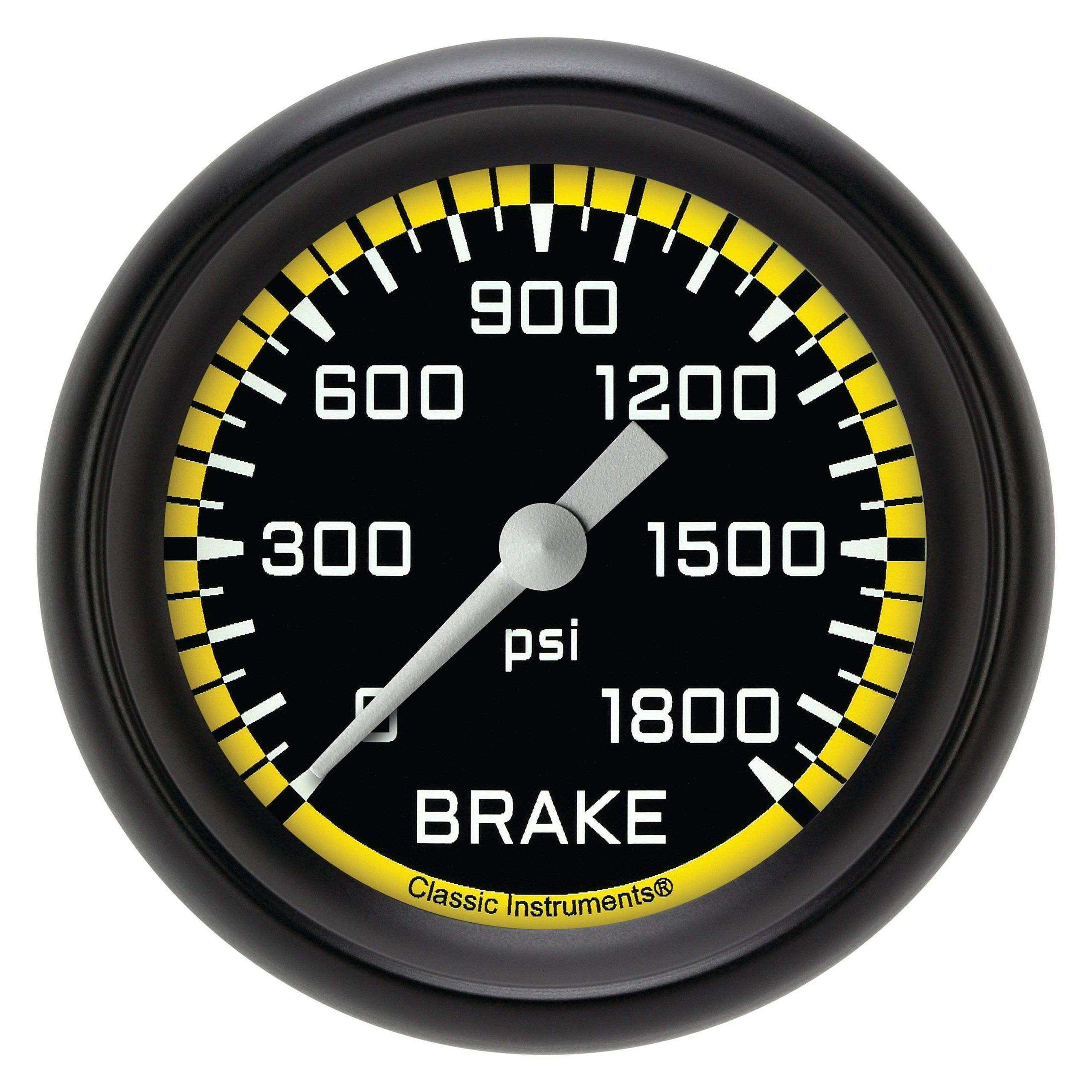 Classic Instruments Brake Pressure Gauge,Full Sweep 2 5/8" Diameter - AX367YBPF
