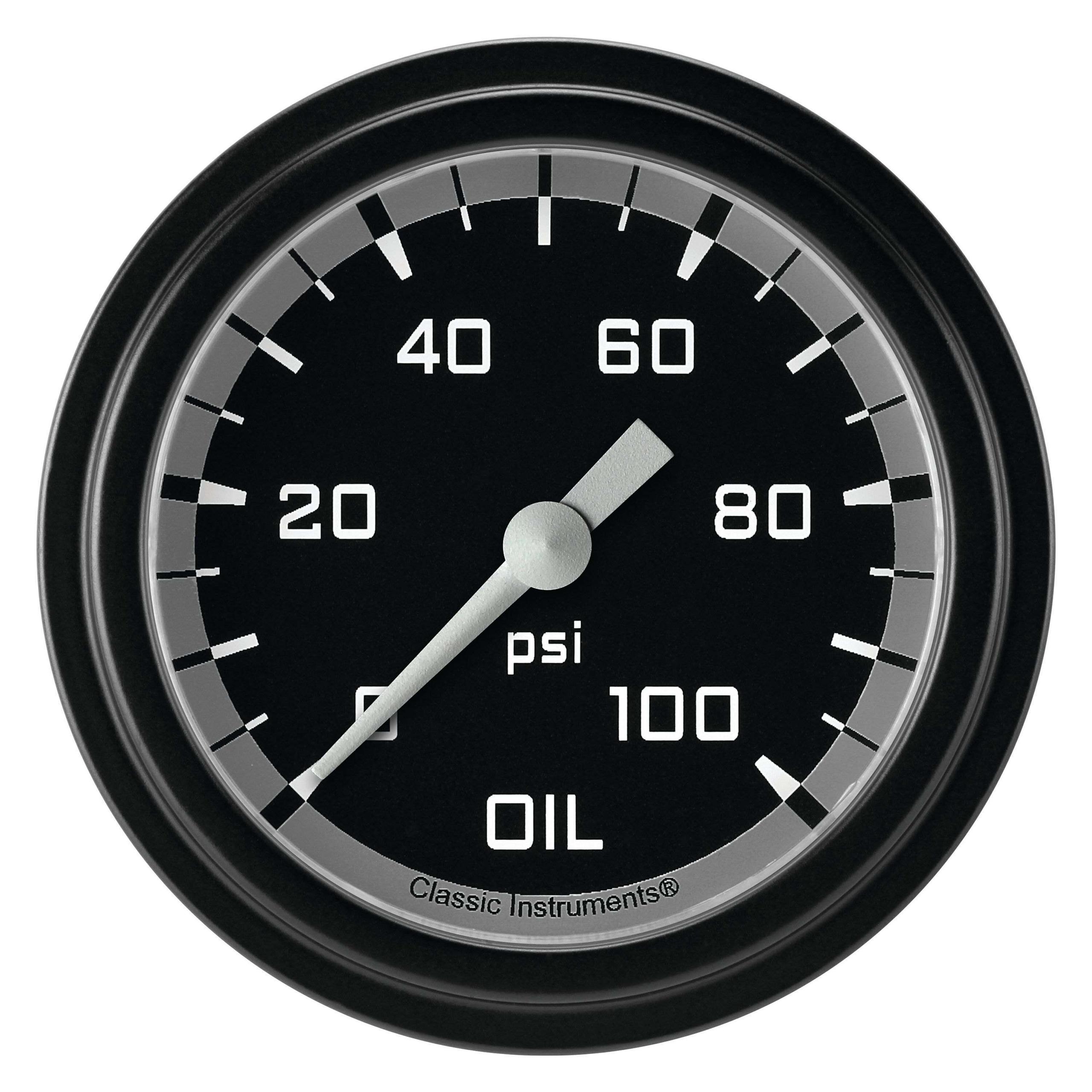 Classic Instruments Oil Pressure Gauge,Full Sweep 2 5/8" Diameter - AX381GBLF