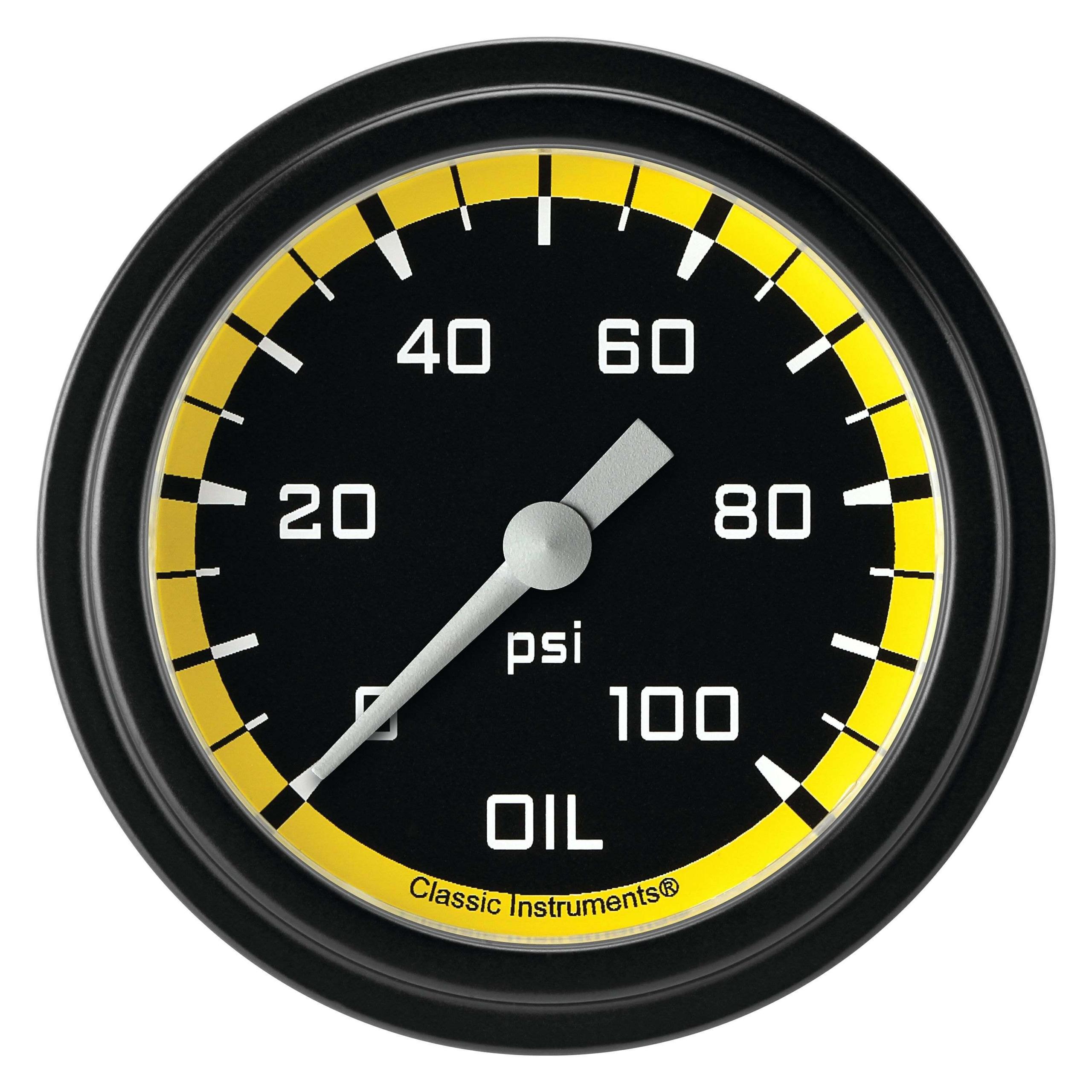 Classic Instruments Oil Pressure Gauge,Full Sweep 2 5/8" Diameter - AX381YBLF