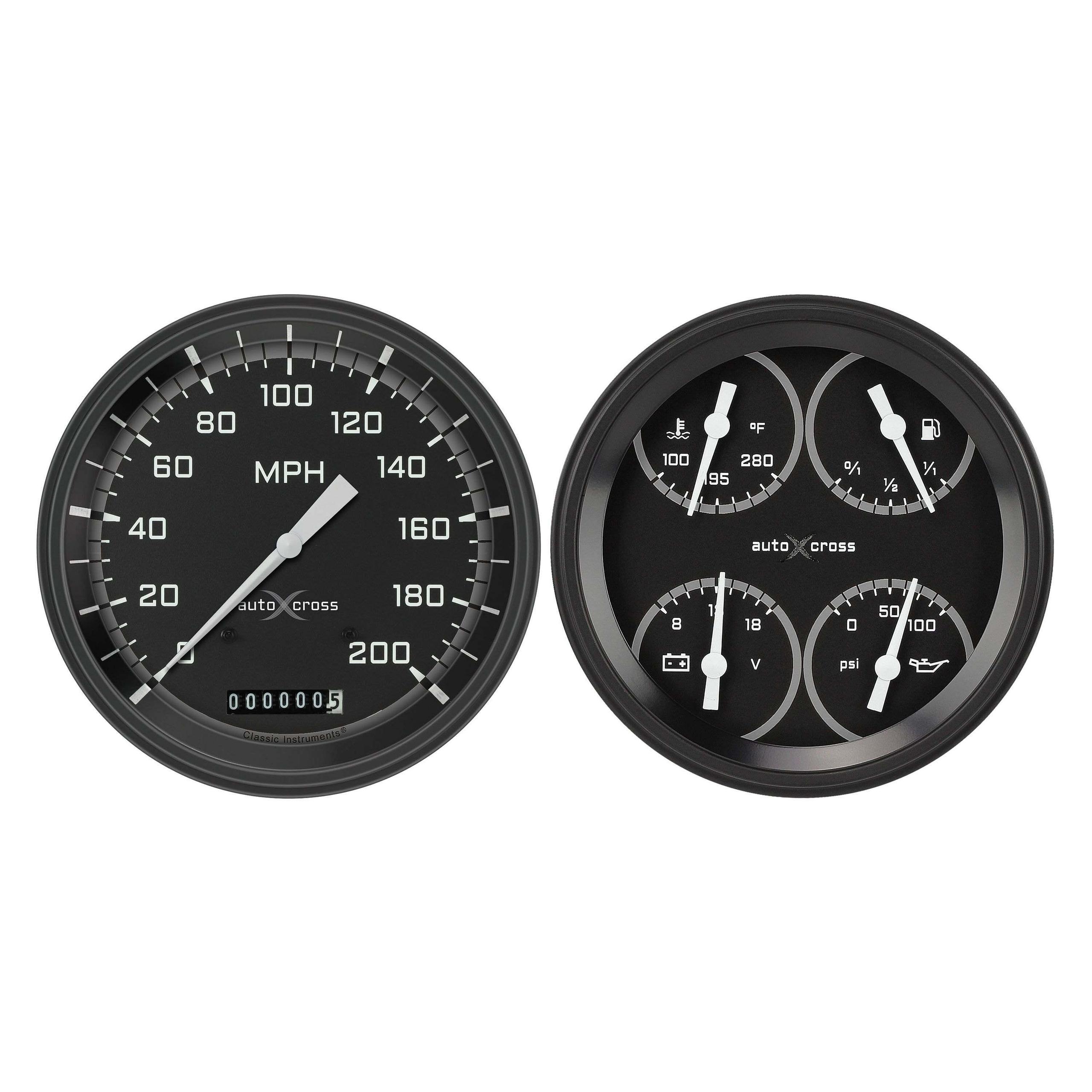 Classic Instruments Auto Cross Gray Two Gauge Set - AX52GBLF