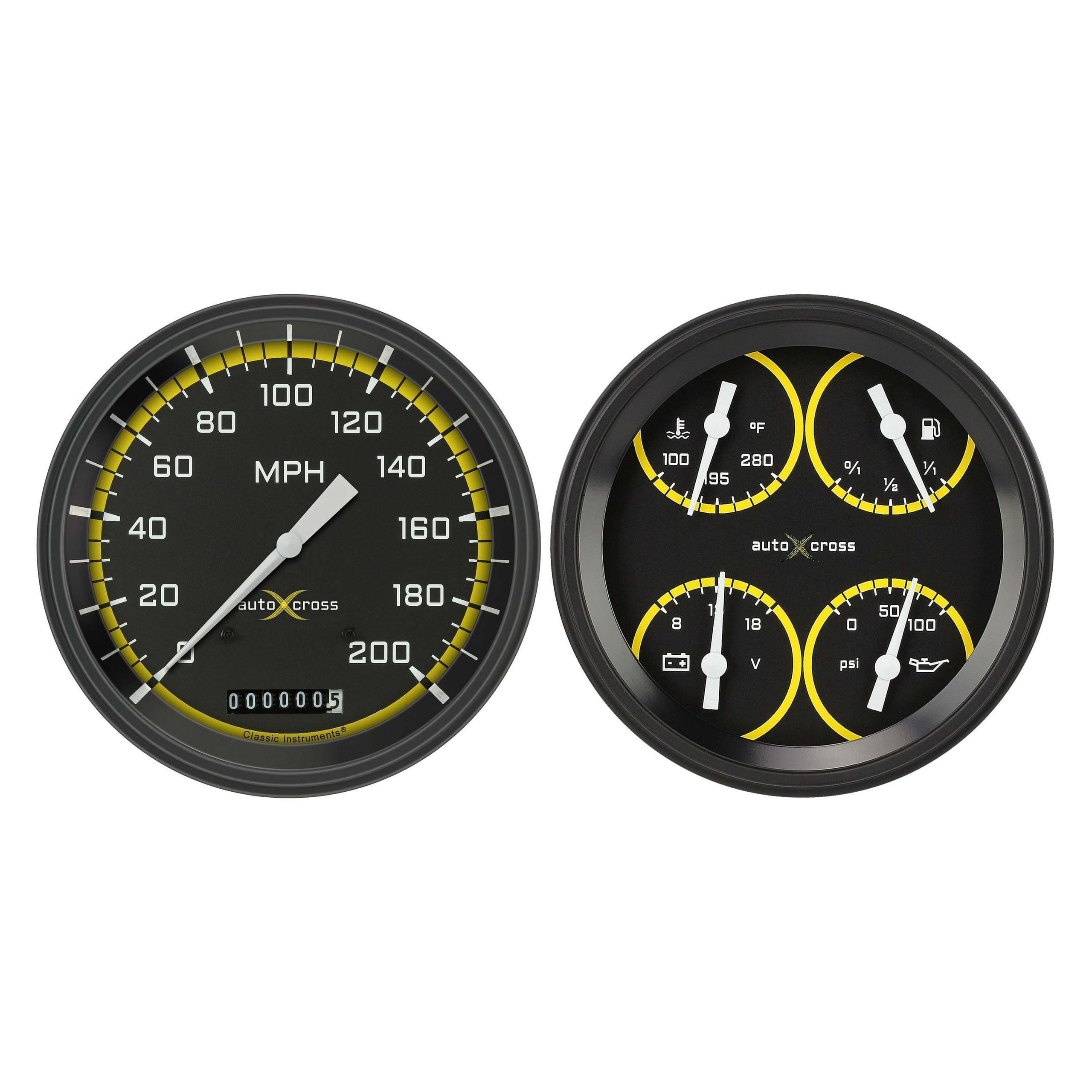 Classic Instruments Auto Cross Yellow Two Gauge Set - AX52YBLF