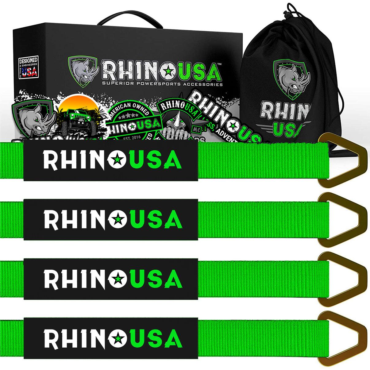 Rhino USA Rhino Usa Axle Tie Down Straps (4-Pack) 2" X 38" - Green - RNO-AXLESTRAPS-GRN