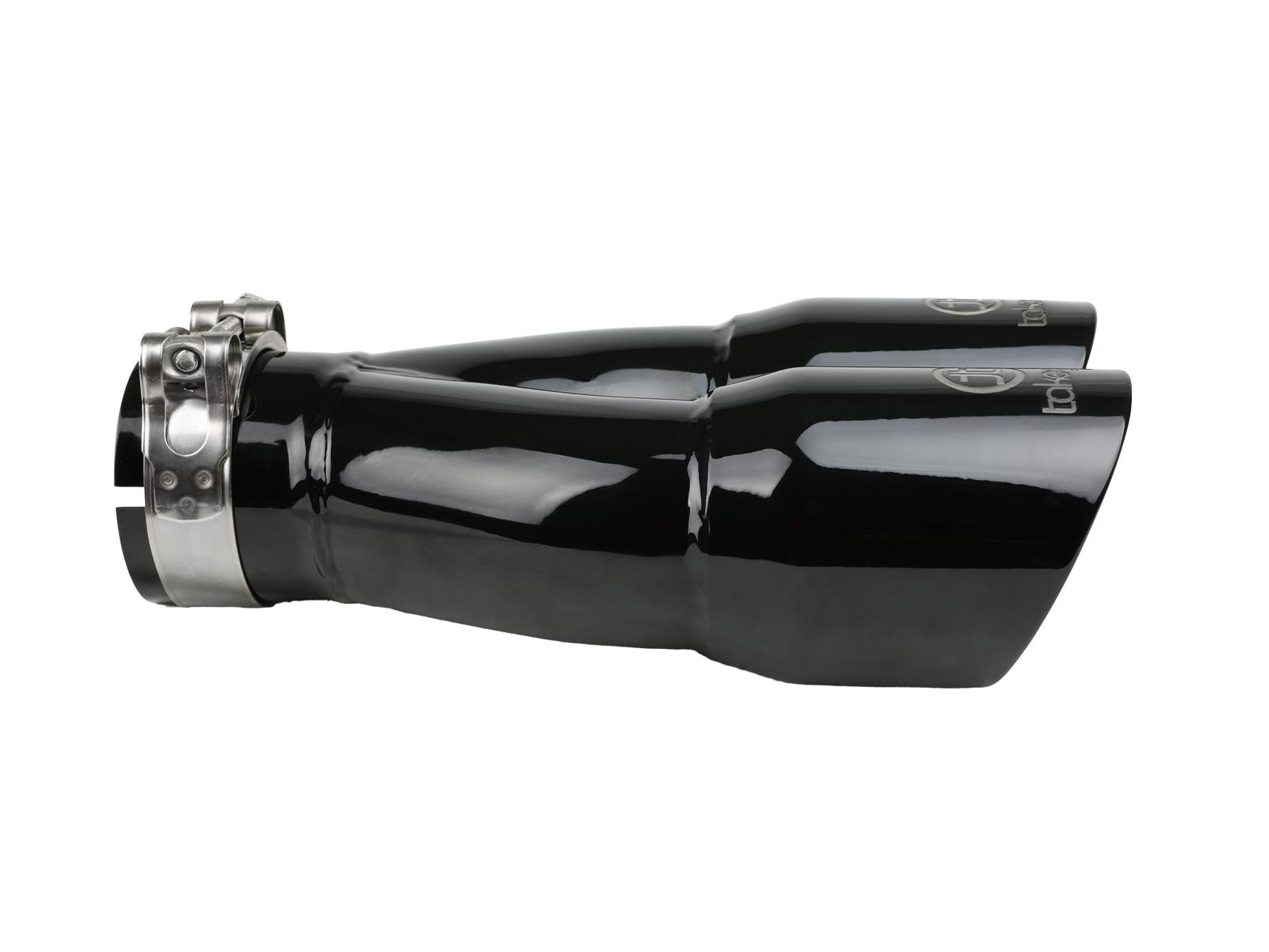 AFE Takeda 304 Stainless Steel Clamp-on Exhaust Tip Black (2-1/2 IN Inlet x 3 IN Dual Outlet x 9-1/2 IN L) - 49T25364-B10