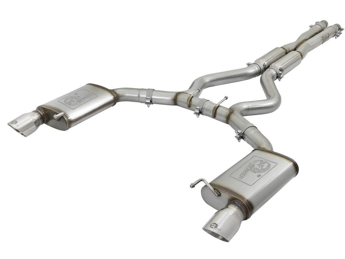 AFE MACH Force-Xp 304 Stainless Steel Cat-Back Exhaust w/ Resonator Polished Tip (2015-2017 Mustang) - 49-33087-P