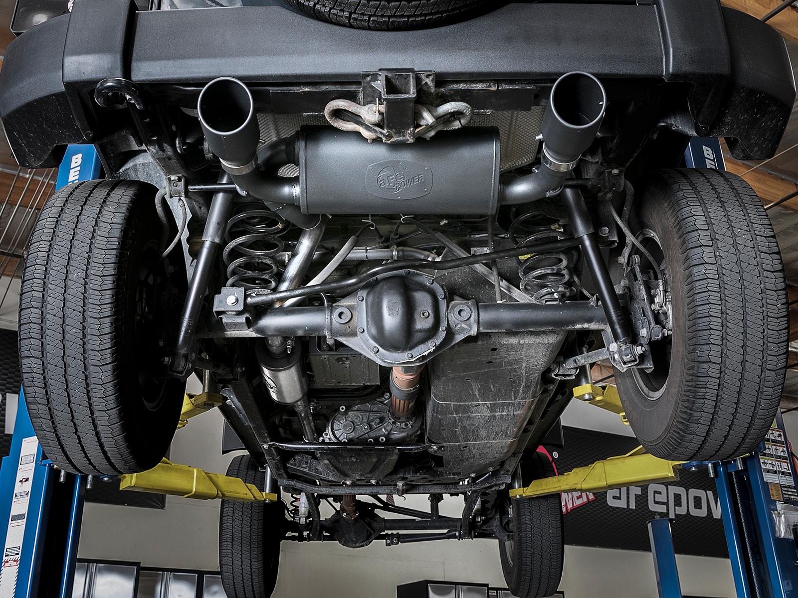 AFE Rebel Series 2-1/2 IN 409 Stainless Steel Cat-Back Exhaust System w/ Black Tips - 49-48062-B