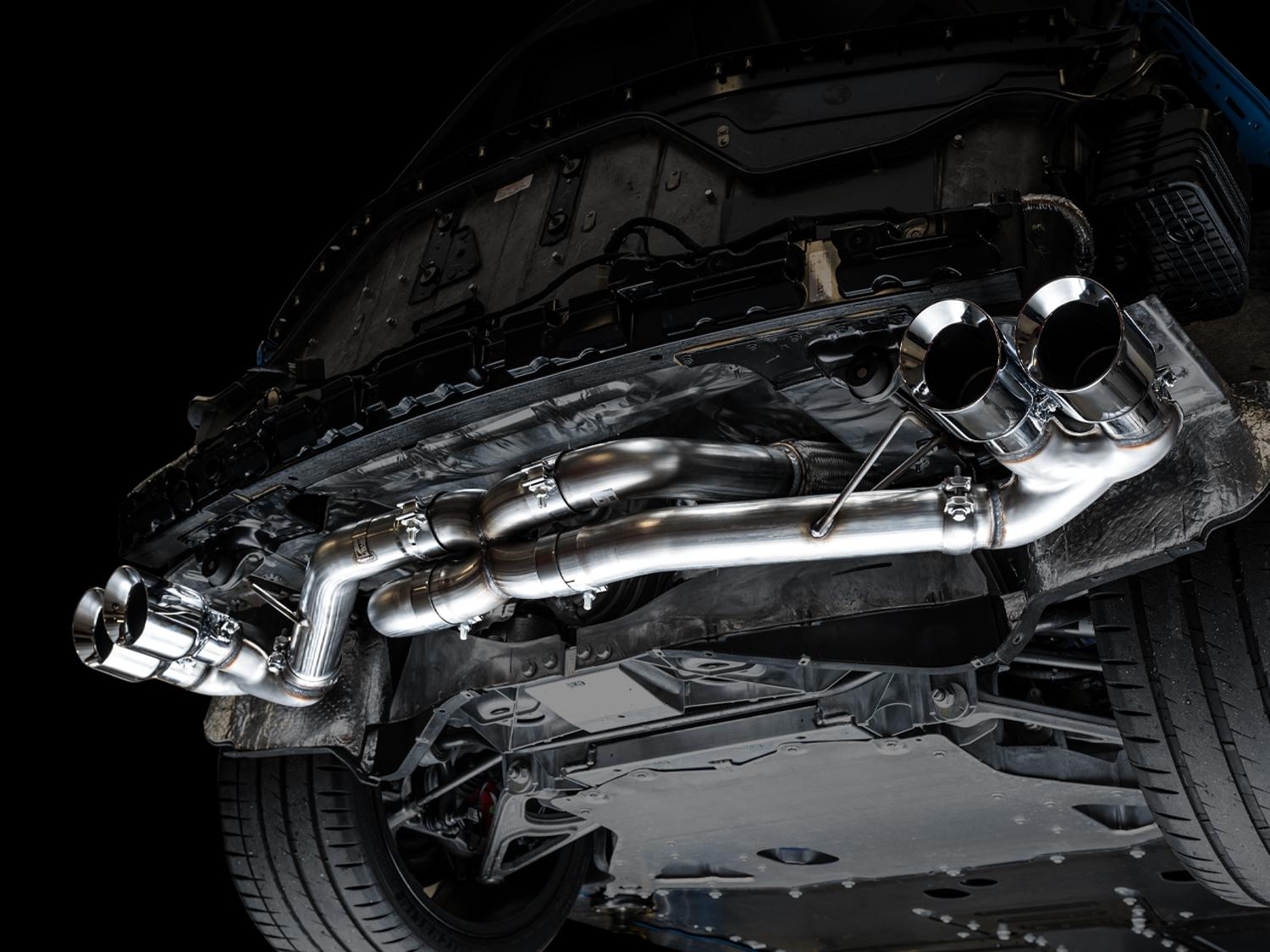 AWE Track Edition Exhaust - Quad Chrome Silver Tips (2020-2024 Corvette C8) - 3020-42080