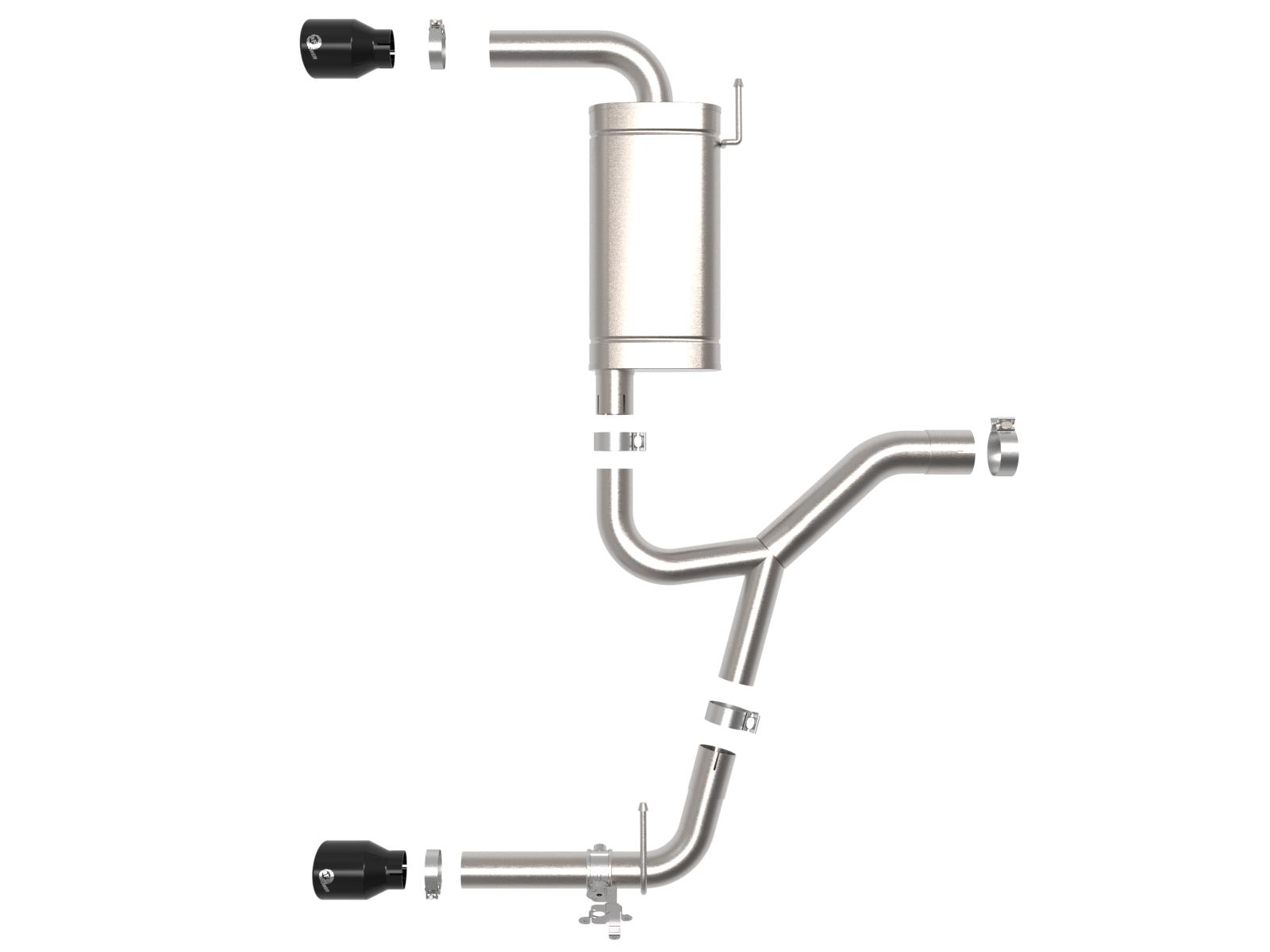 AFE MACH Force-XP 3 IN to 2-1/2 IN 304 Stainless Steel Axle-Back Exhaust Black (2015-2021 X1) - 49-36349-B
