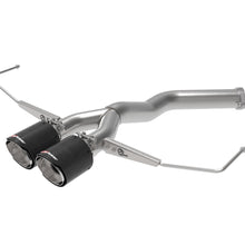 AFE Takeda 3 IN to 2-1/2 IN 304 Stainless Steel Axle-Back Exhaust Carbon Fiber Tip (Hyundai Veloster 19-20 L4-1.6L (t)) - 49-37012-C