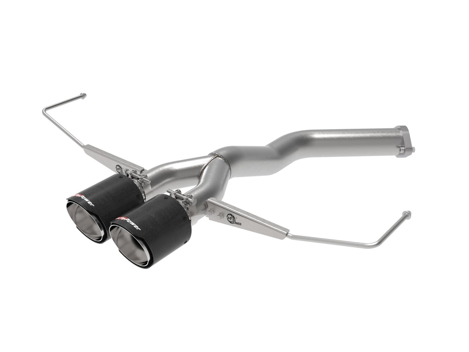 AFE Takeda 3 IN to 2-1/2 IN 304 Stainless Steel Axle-Back Exhaust Carbon Fiber Tip (Hyundai Veloster 19-20 L4-1.6L (t)) - 49-37012-C