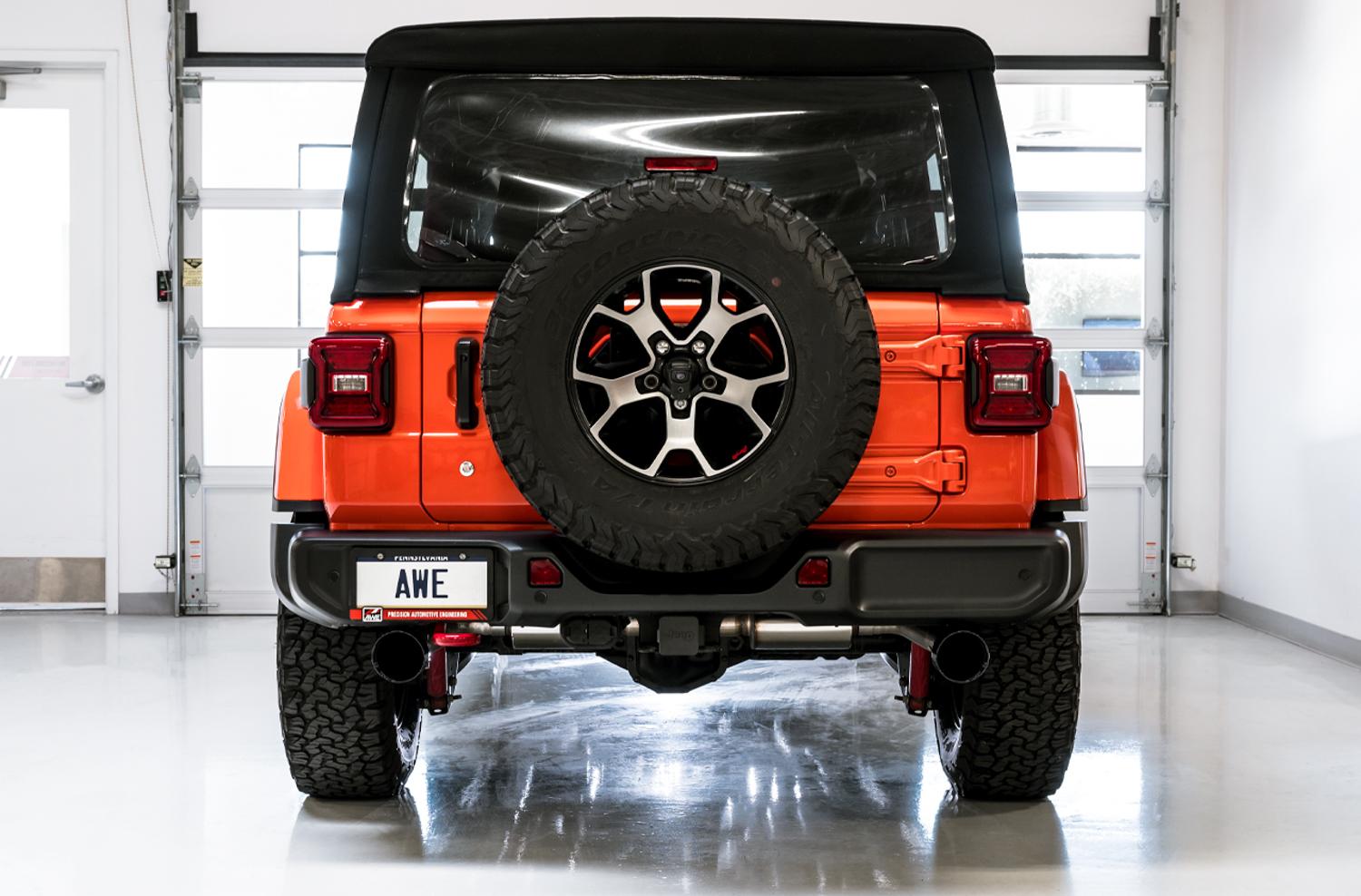 AWE Tread Edition Axleback Dual Exhaust for Jeep JL/JLU 3.6L/2.0T - Diamond Black Tips - 3015-33001