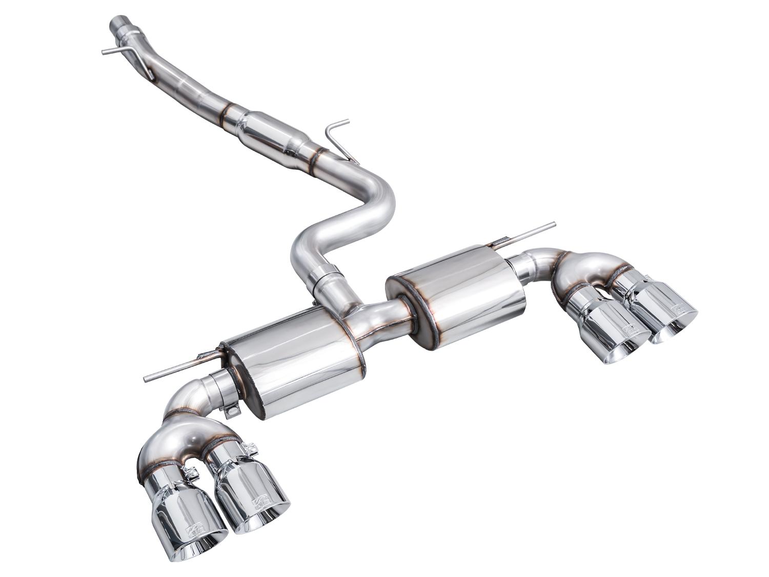 AWE Touring Edition Exhaust for Volkswagen MK8 Golf R - Chrome Silver Tips - 3015-42658