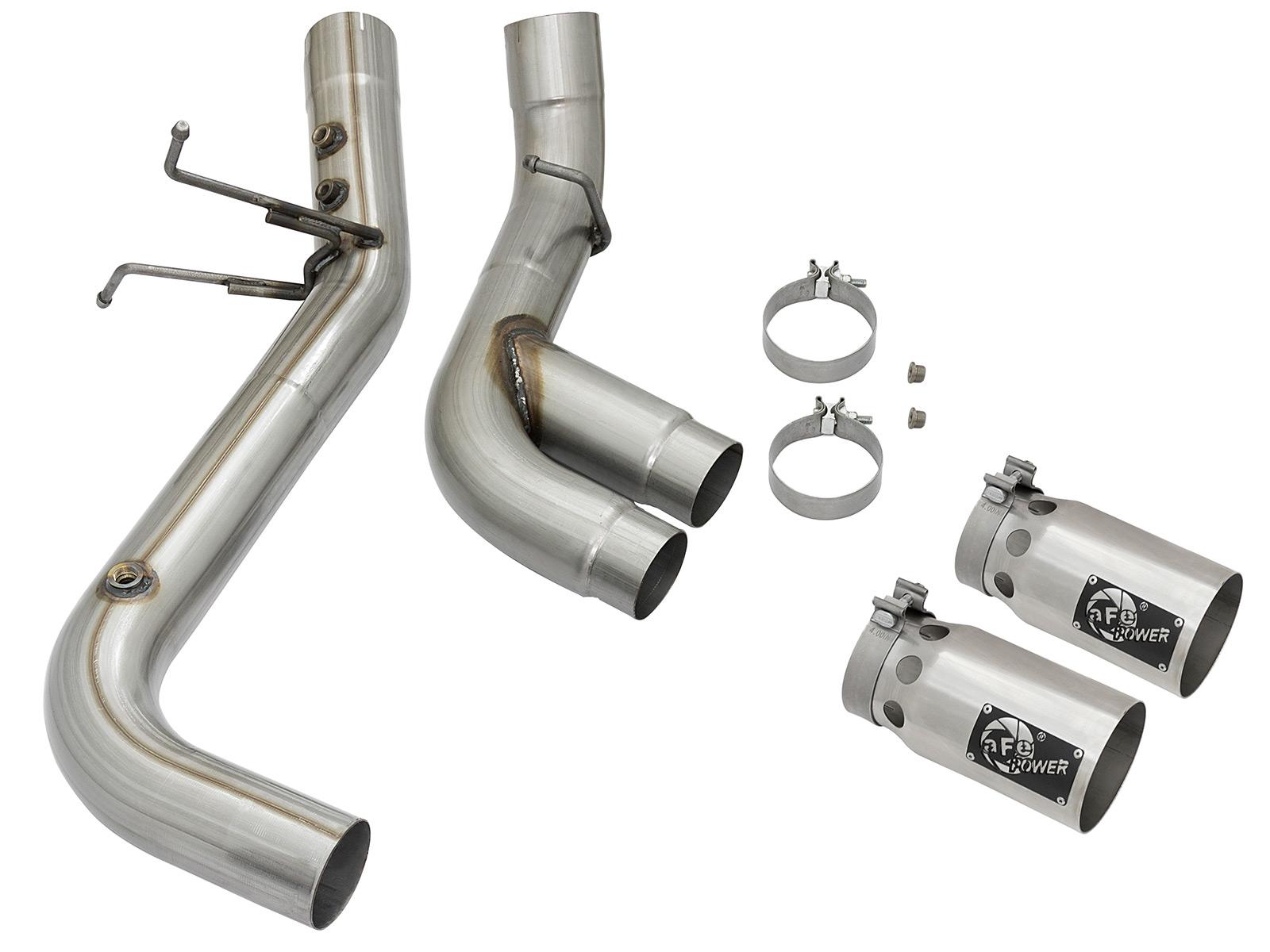 AFE Rebel XD 4 IN 409 Stainless Steel DPF-Back Exhaust w/Dual Polished Tips (2017-2019 Silverado 2500 HD, Silverado 3500 HD, Sierra 2500 HD, Sierra 3500 HD) - 49-44089-P