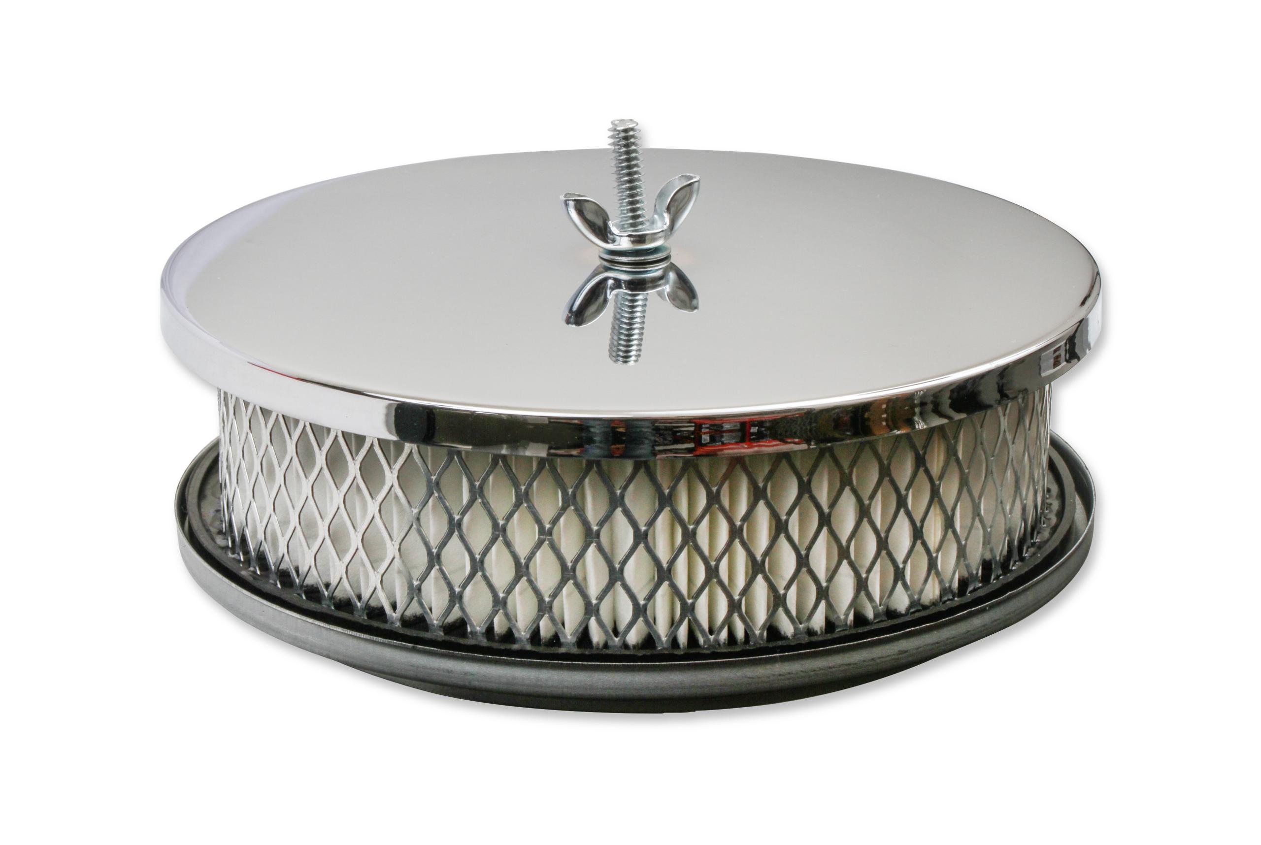 Mr. Gasket Air Cleaner - 6-1/2 Inch Diameter, 2 Inch Tall - Chrome.  - 1486