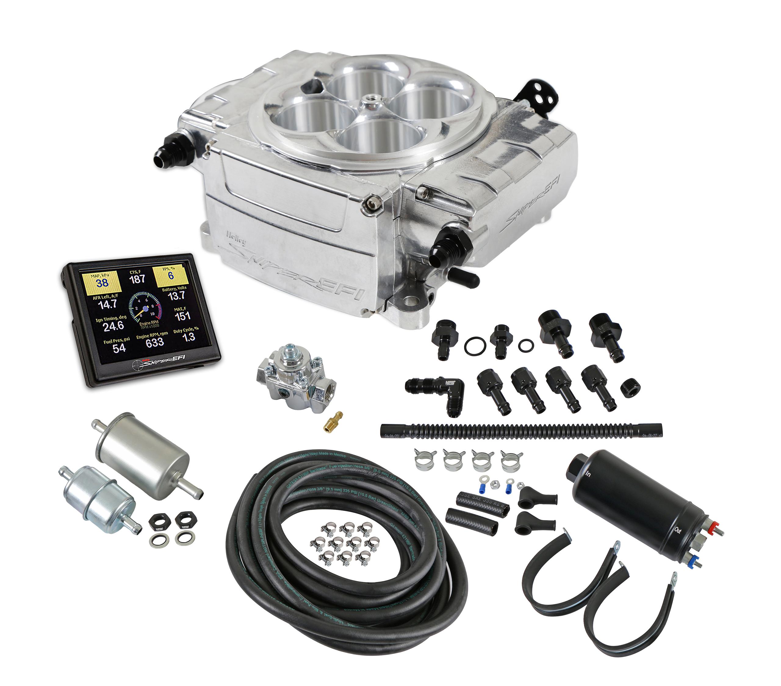 Holley Sniper 2 EFI - Shiny (1952-1996 Apollo, Gordon-Keeble, Omega, Checker, Excalibur, Shelby, Chrysler, Dodge, Jeep, Plymouth, Packard, Nash, DeSoto, Buick, Allard, AC, Cadillac, Stutz, Chevrolet, GMC, TVR, Cunningham, Griffith, Kurtis, Facel Vega, Bri