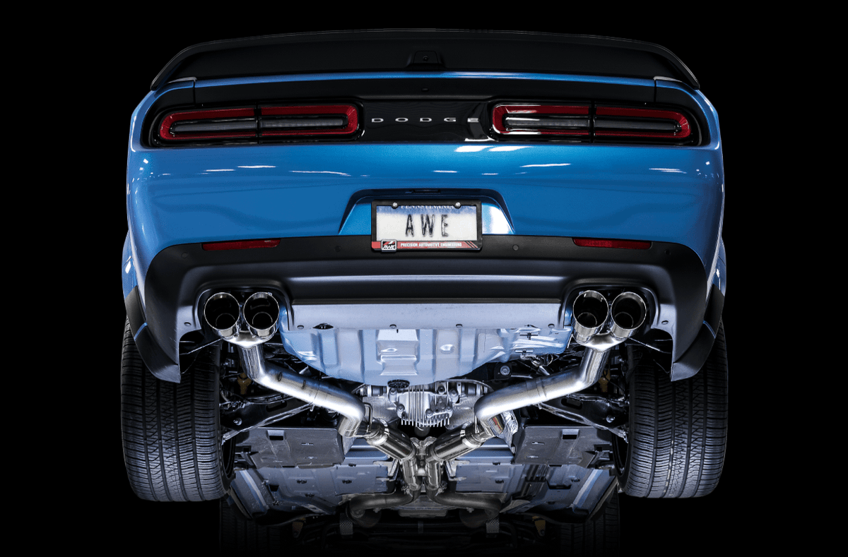 AWE Track Edition Exhaust - Chrome Silver Quad Tips (2015-2020 Dodge Challenger 5.7L) - 3015-42144
