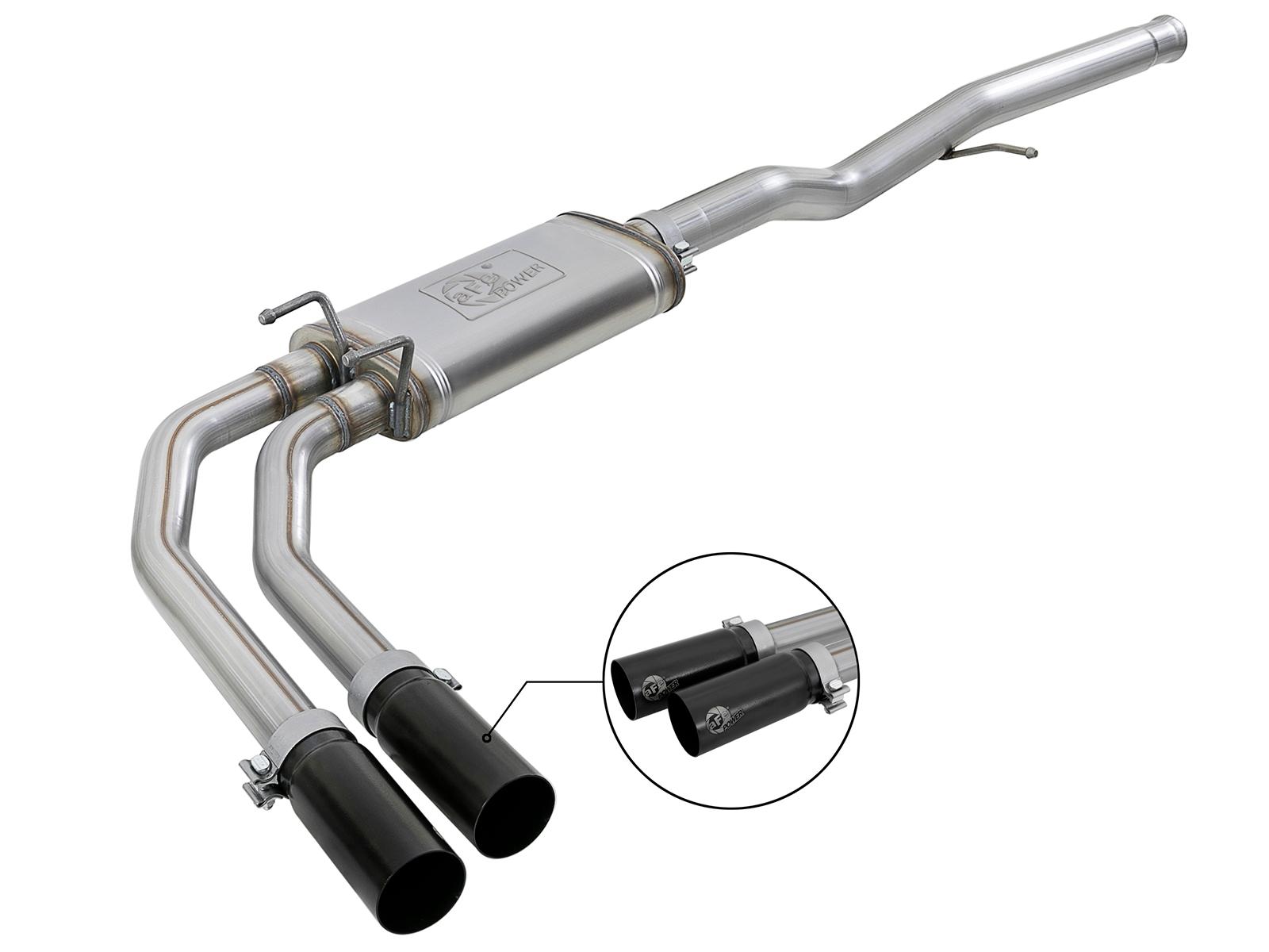 AFE Rebel Series 3 IN to 2-1/2 IN 409 Stainless Steel Cat-Back Exhaust w/ Black Tip - 49-44098-B