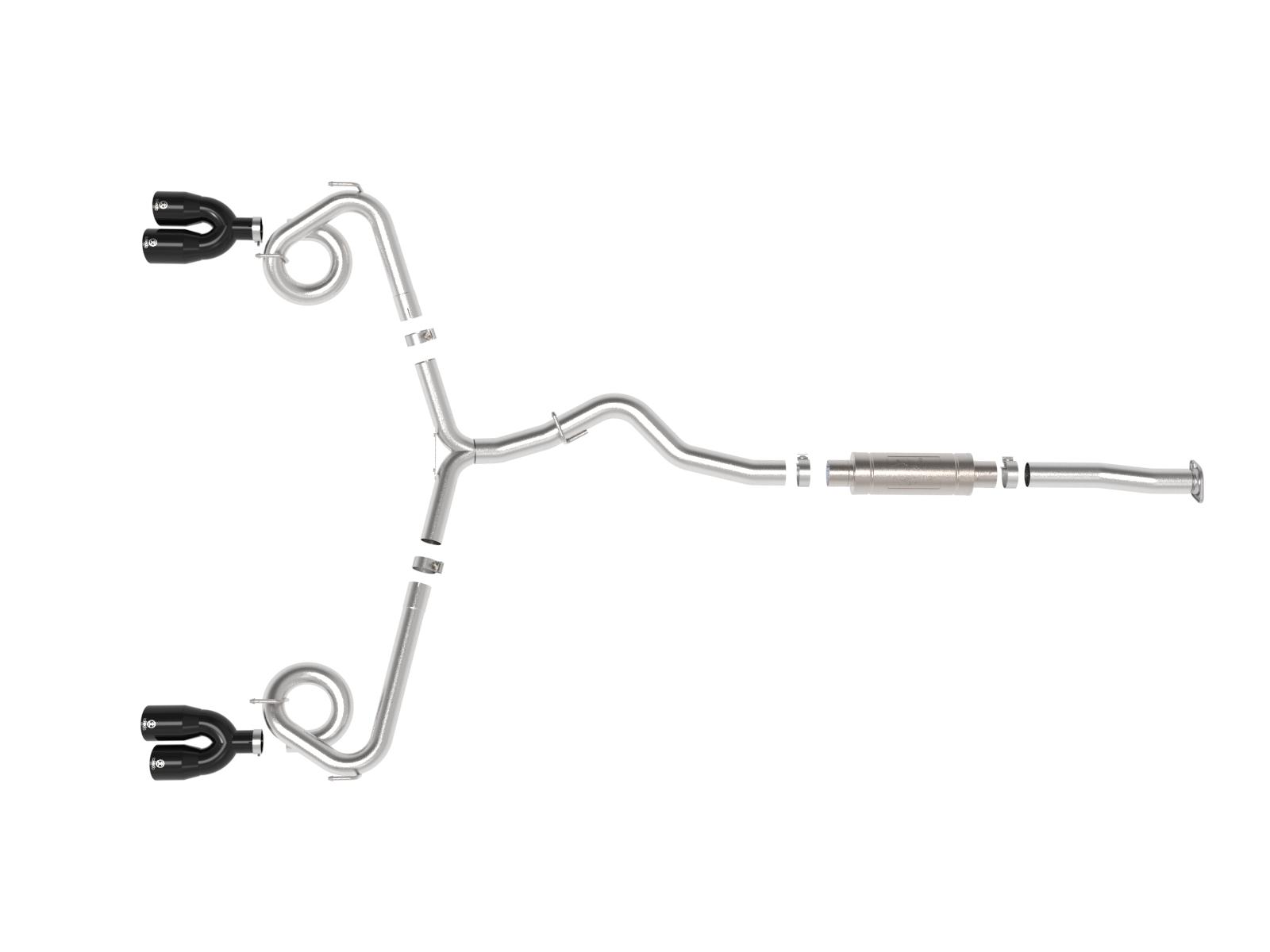AFE Takeda 3 IN to 2-1/4 IN 304 Stainless Steel Cat-Back Exhaust w/ Black Tip (2015-2021 WRX , WRX STI) - 49-36810-B