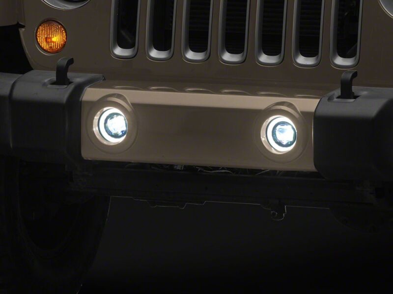 Raxiom 07-18 Jeep Wrangler JK V2 LED Switchback Fog Lights with Amber Turn Signal and Halo Rings