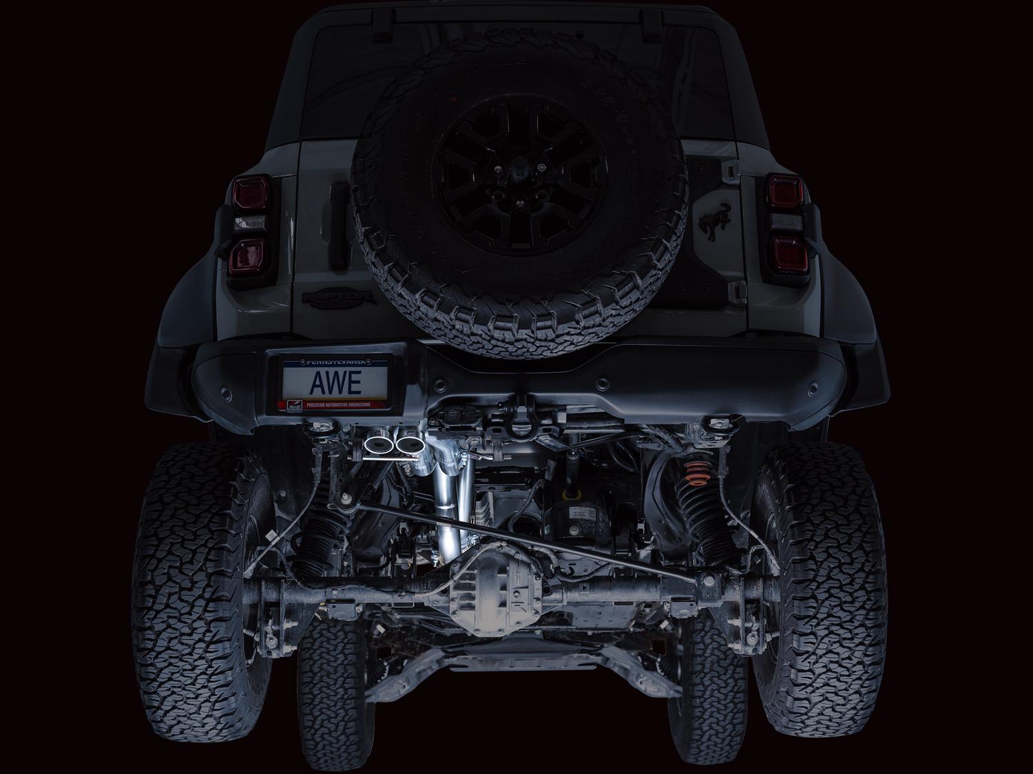 AWE 3" SwitchPath Catback Exhaust System - Dual BashGuards (2022-2025 Ford Bronco Raptor 3.0L) - 3025-31327