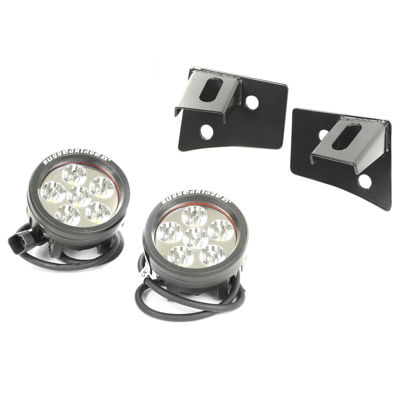 Rugged Ridge Light Kit Windshield Mounted Round Black; 07-18 Wrangler Jk - 11027.11