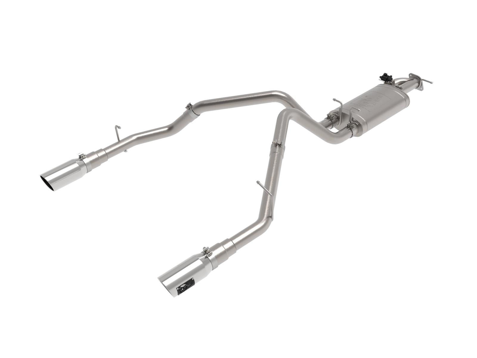 AFE Gemini XV Cat-Back Exhaust System w/ Dual Rear Exit Polished Tip (2019-2021 1500, 1500) - 49-32081-P