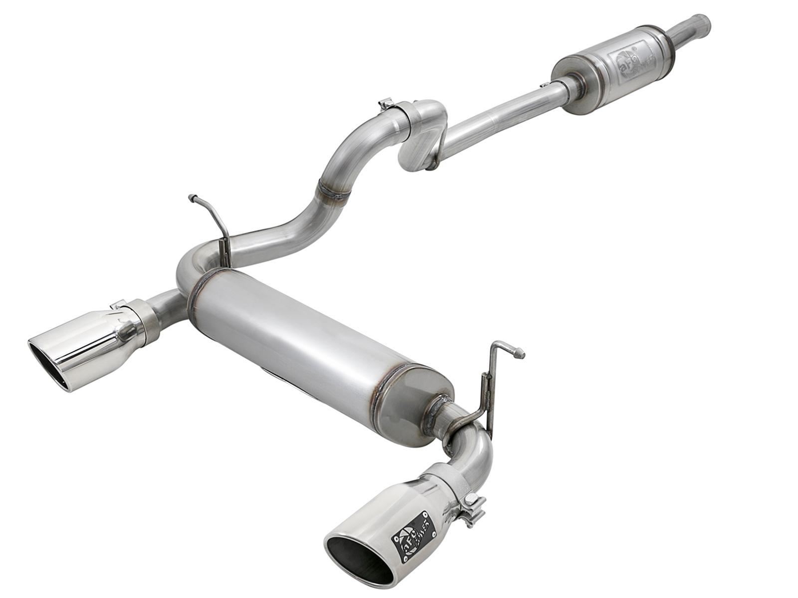 AFE Rebel Series Cat-Back Exhaust w/ Dual Polished Tip 409 Stainless Steel (2018-2021 Wrangler, Wrangler) - 49-48066-P